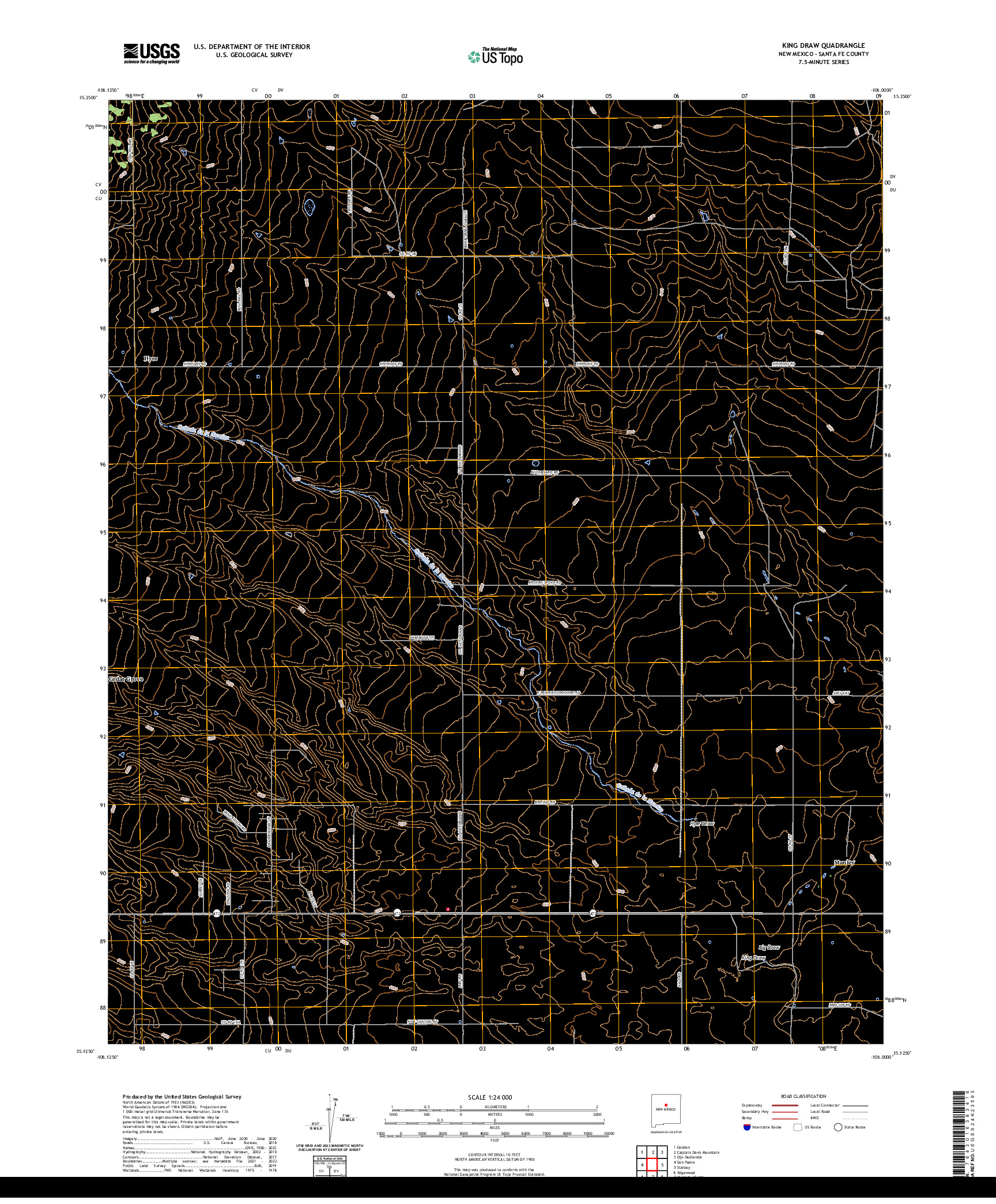 US TOPO 7.5-MINUTE MAP FOR KING DRAW, NM