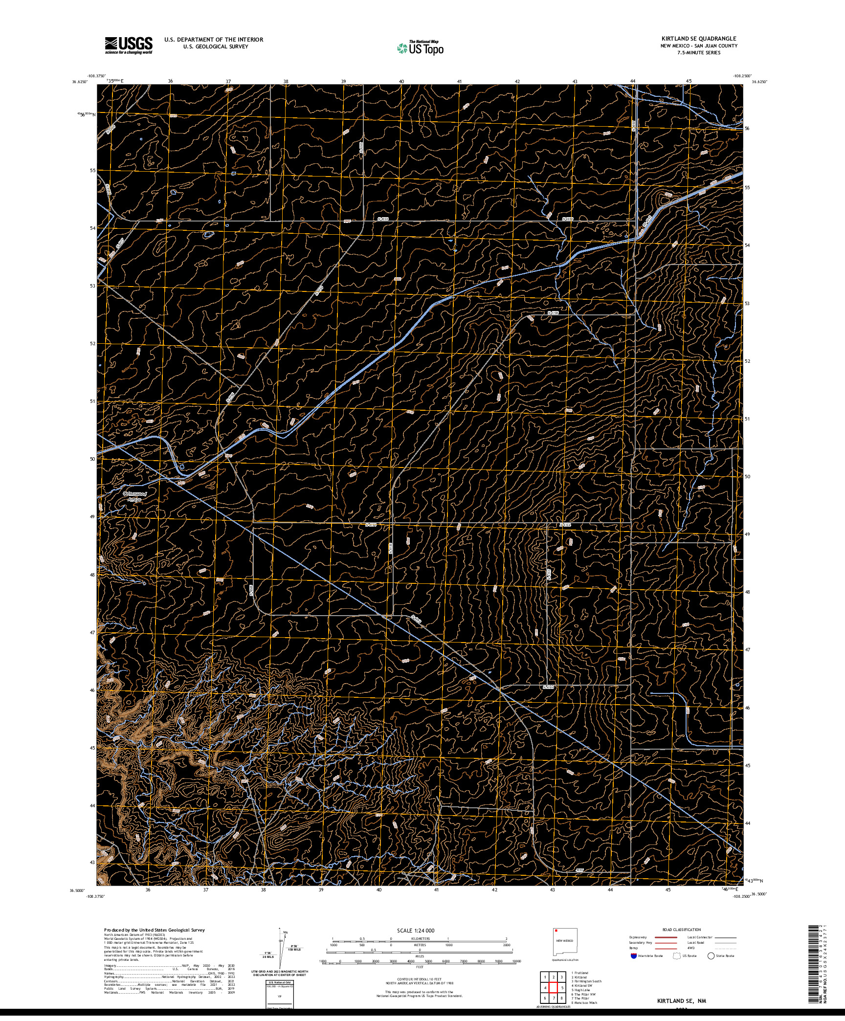 US TOPO 7.5-MINUTE MAP FOR KIRTLAND SE, NM