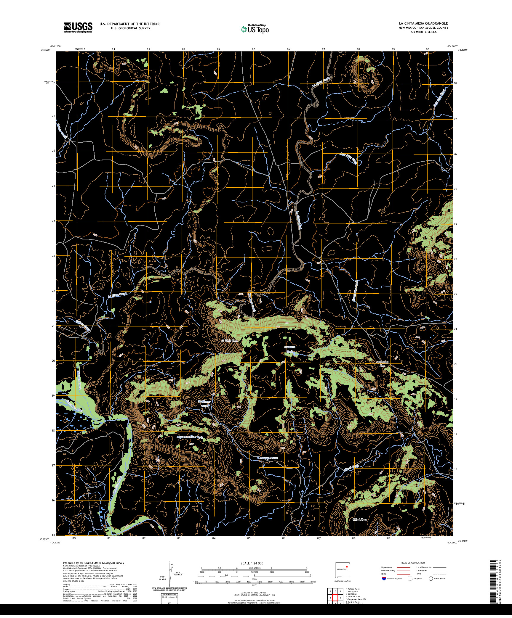 US TOPO 7.5-MINUTE MAP FOR LA CINTA MESA, NM