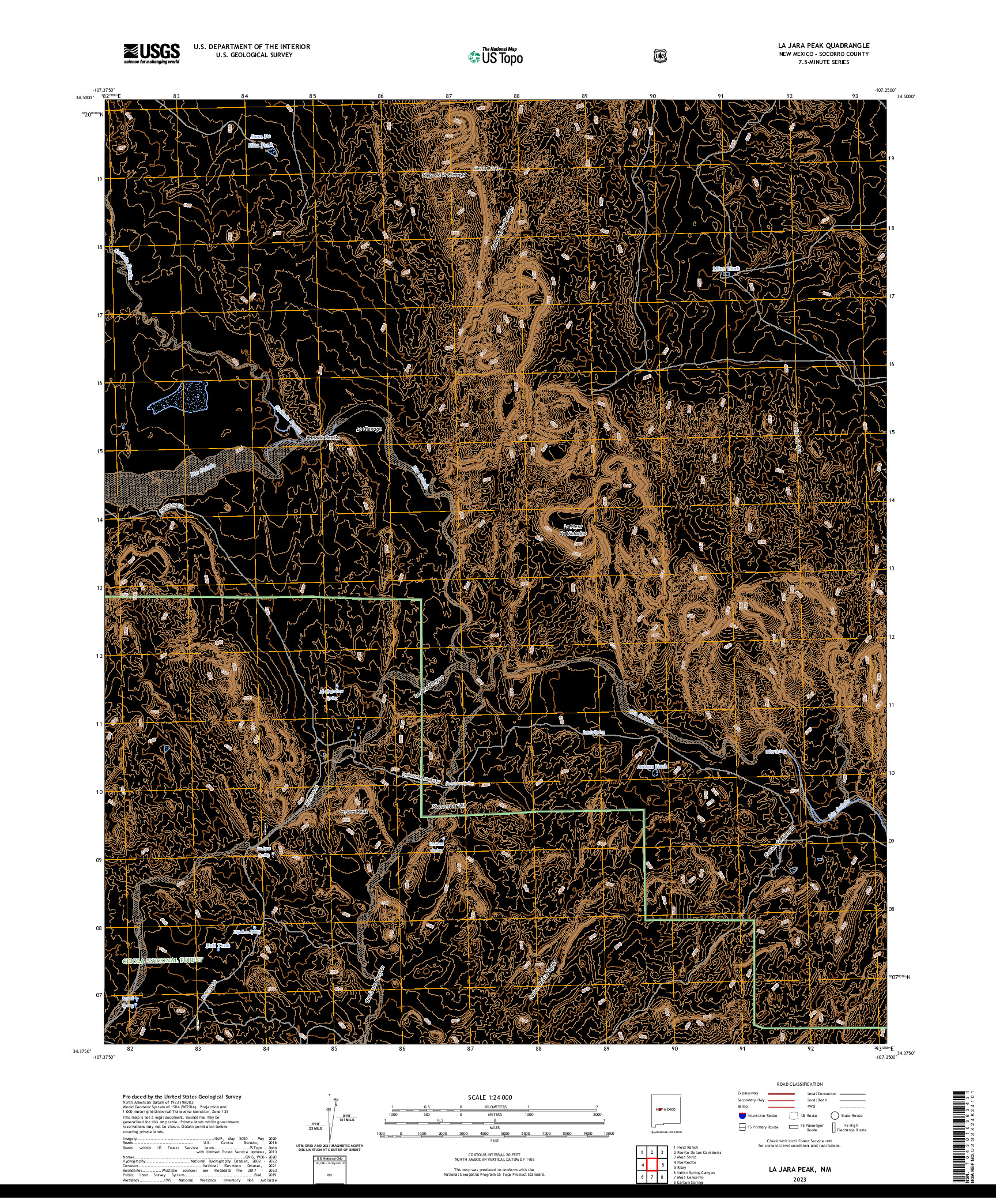 US TOPO 7.5-MINUTE MAP FOR LA JARA PEAK, NM