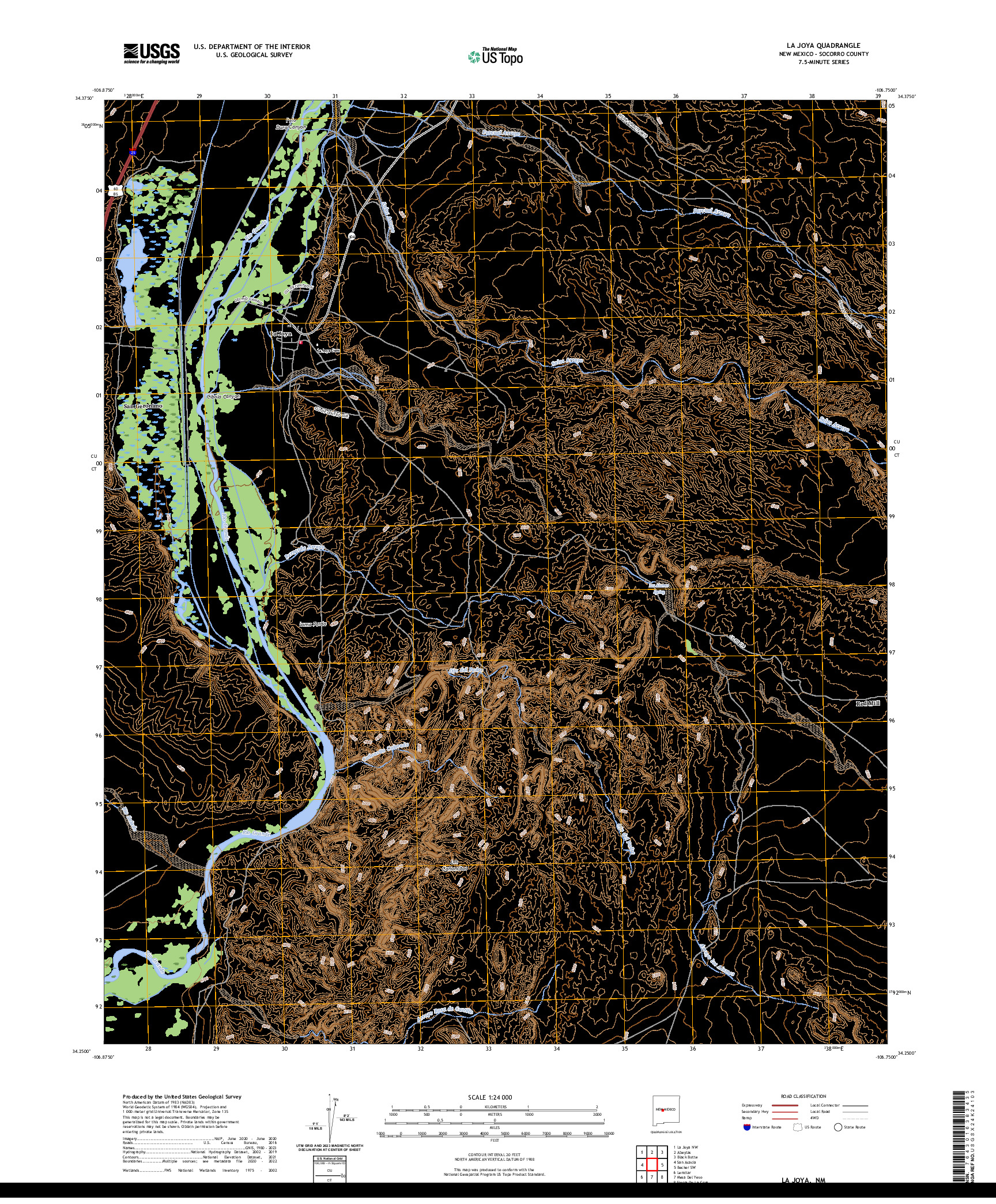 US TOPO 7.5-MINUTE MAP FOR LA JOYA, NM