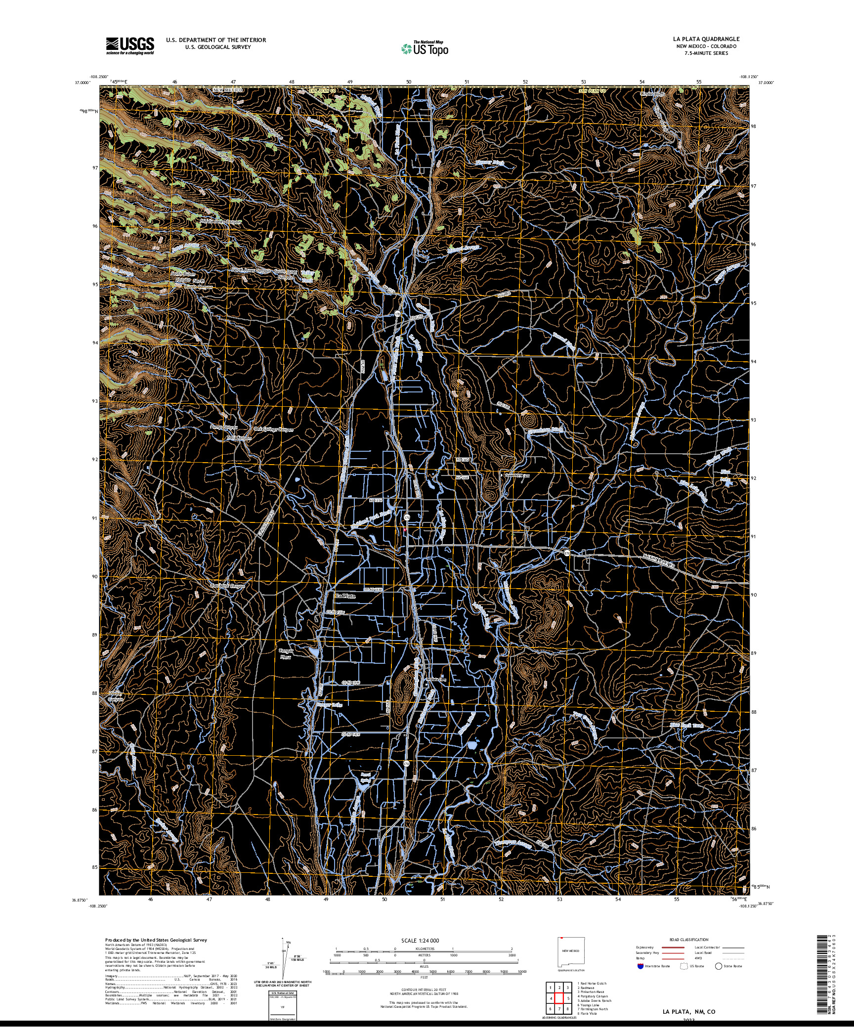 US TOPO 7.5-MINUTE MAP FOR LA PLATA, NM,CO