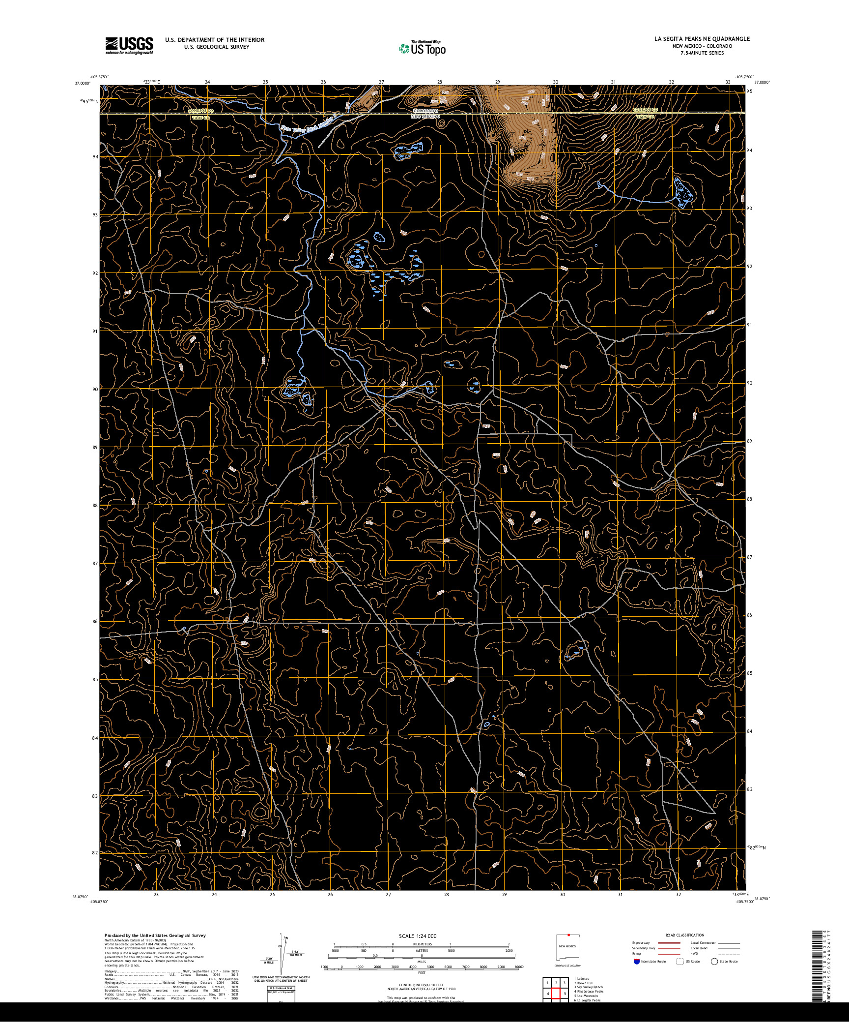 US TOPO 7.5-MINUTE MAP FOR LA SEGITA PEAKS NE, NM,CO