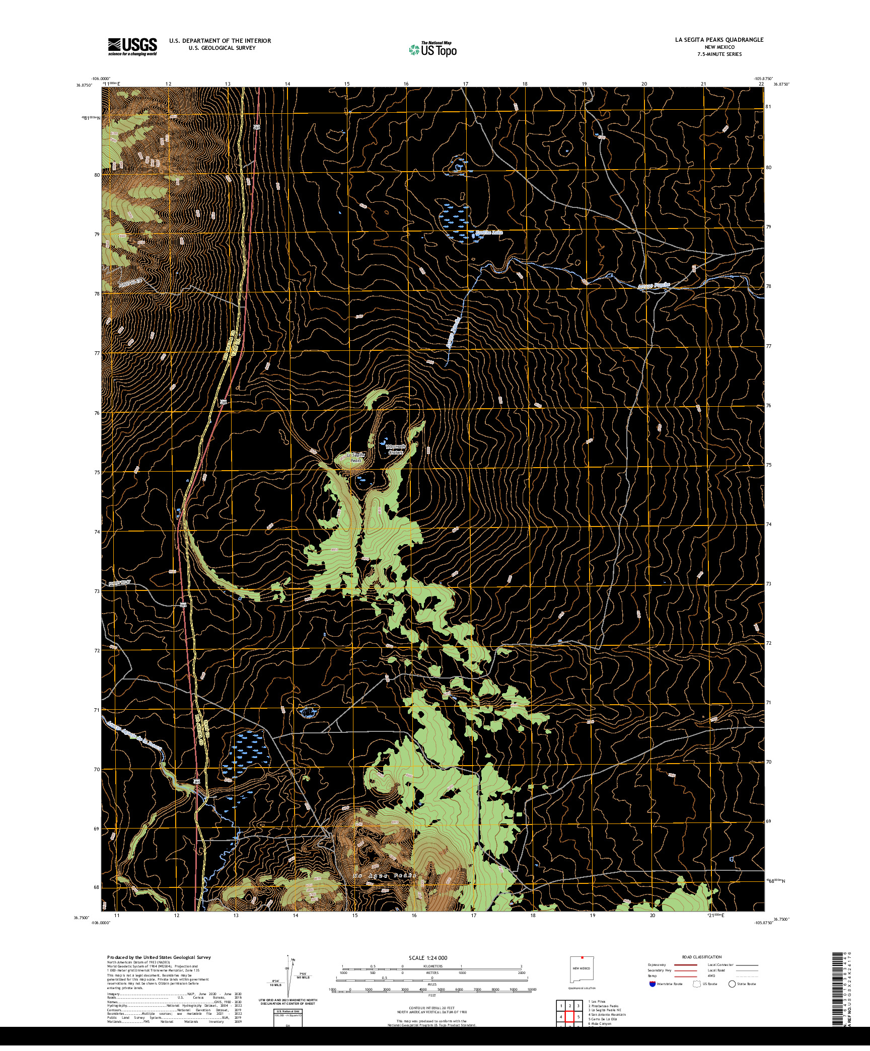 US TOPO 7.5-MINUTE MAP FOR LA SEGITA PEAKS, NM