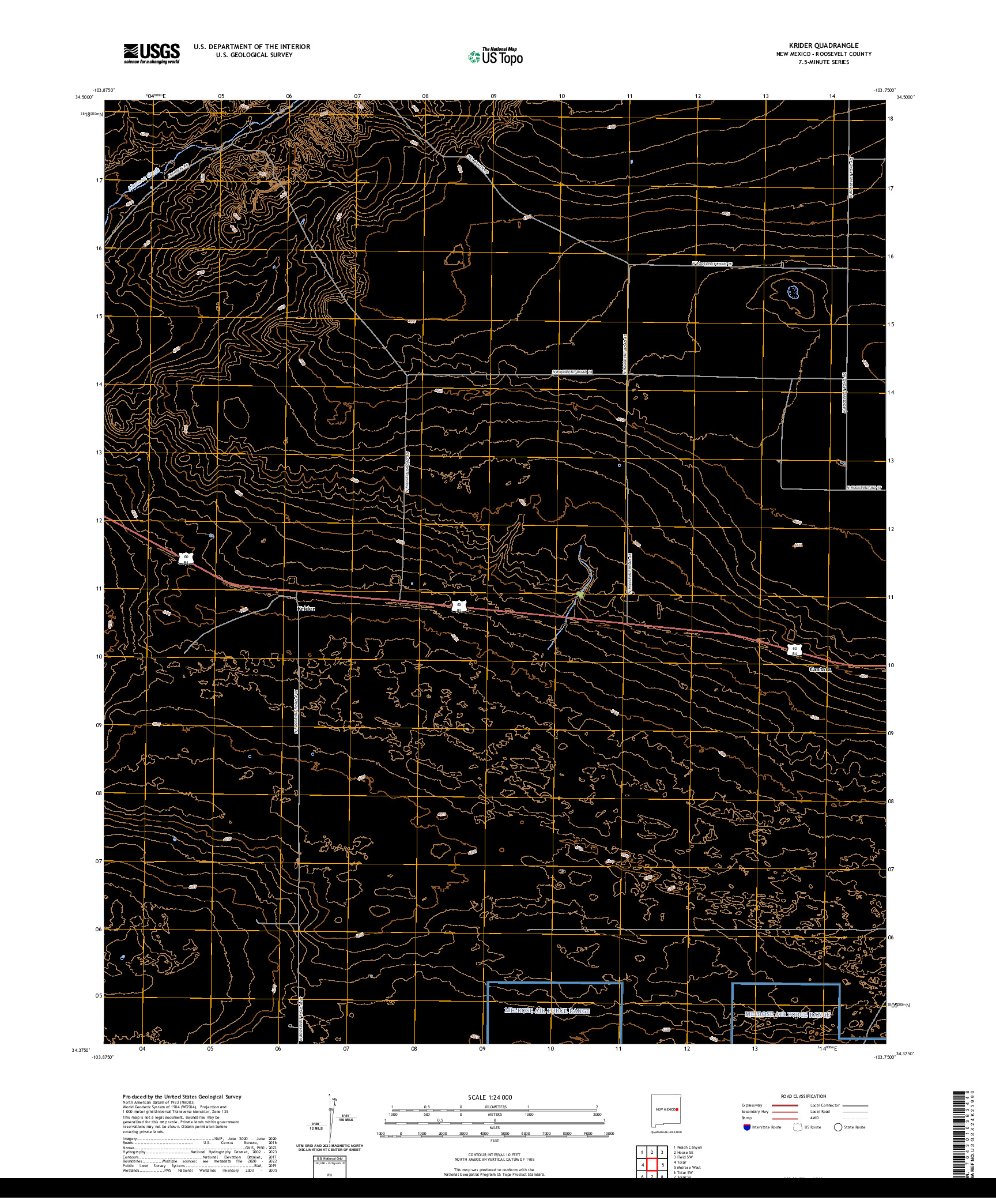 US TOPO 7.5-MINUTE MAP FOR KRIDER, NM