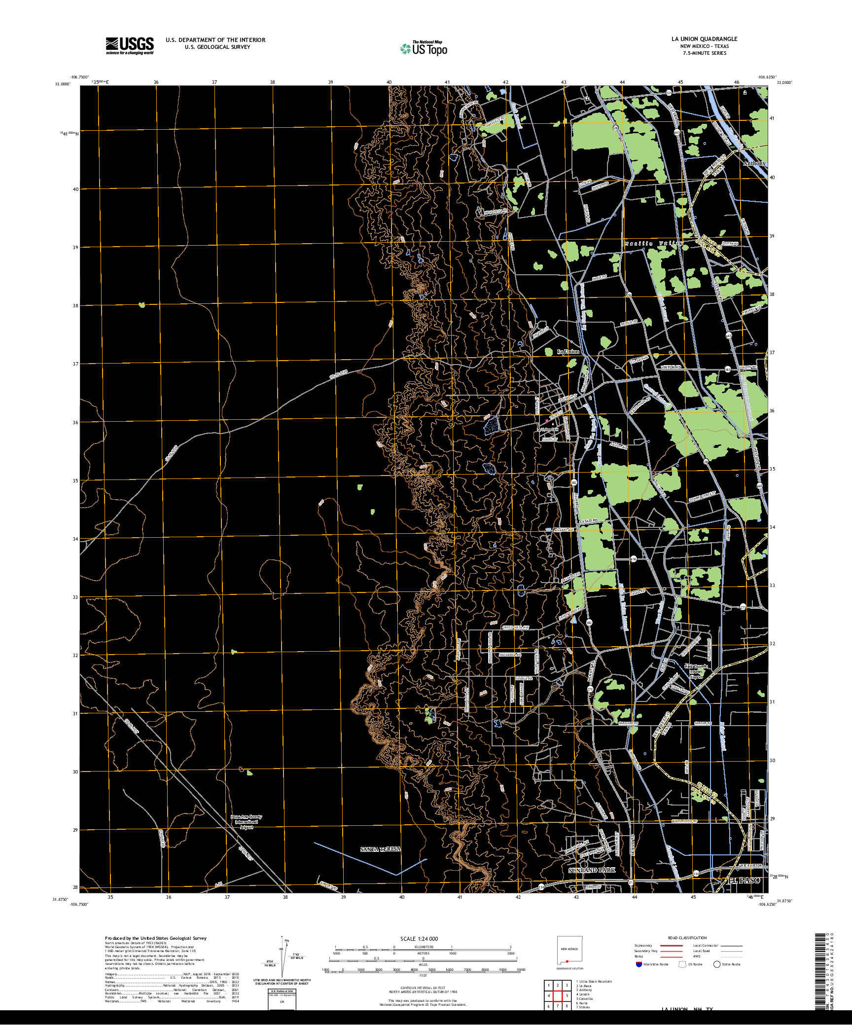 US TOPO 7.5-MINUTE MAP FOR LA UNION, NM,TX