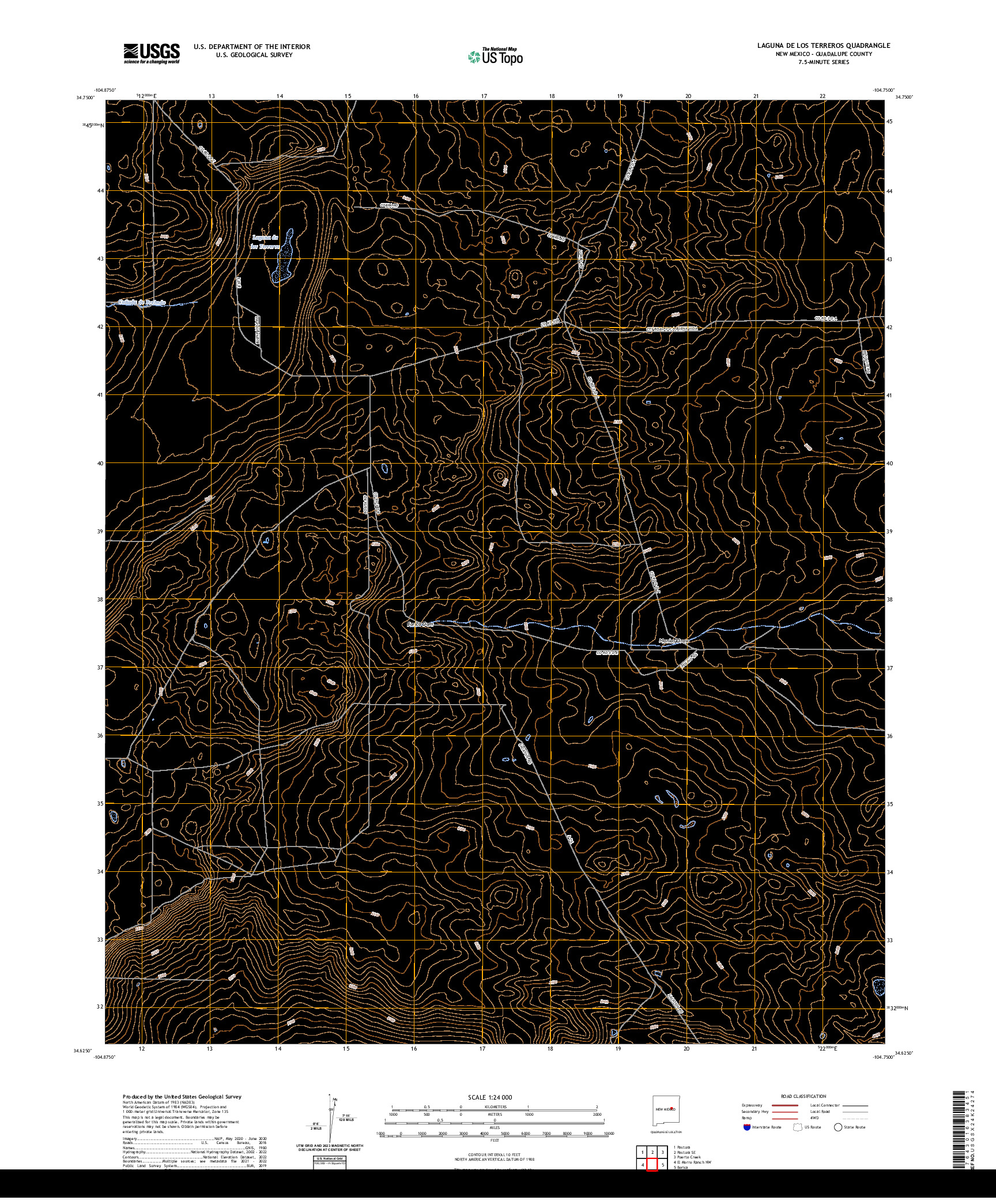 US TOPO 7.5-MINUTE MAP FOR LAGUNA DE LOS TERREROS, NM