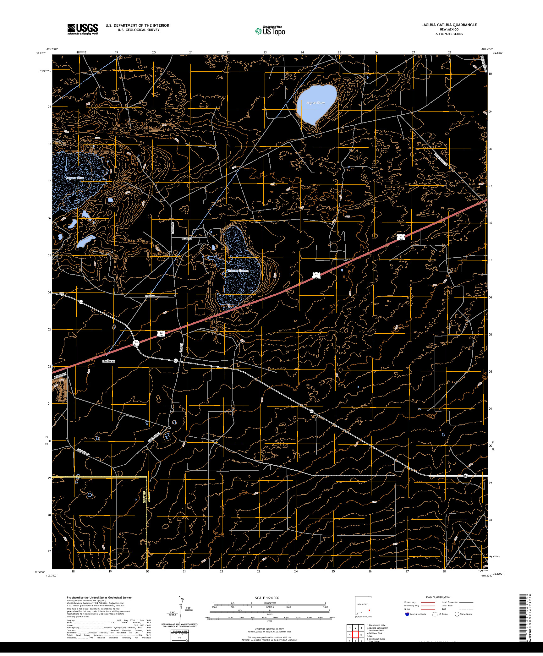 US TOPO 7.5-MINUTE MAP FOR LAGUNA GATUNA, NM