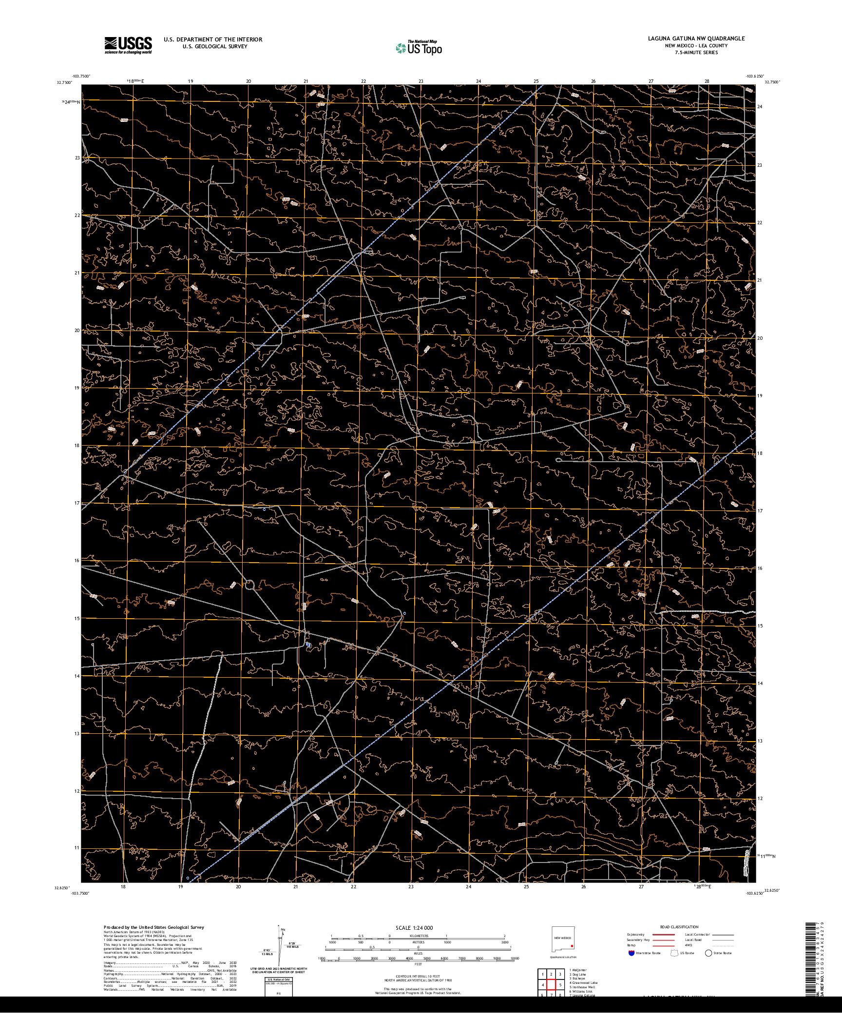 US TOPO 7.5-MINUTE MAP FOR LAGUNA GATUNA NW, NM