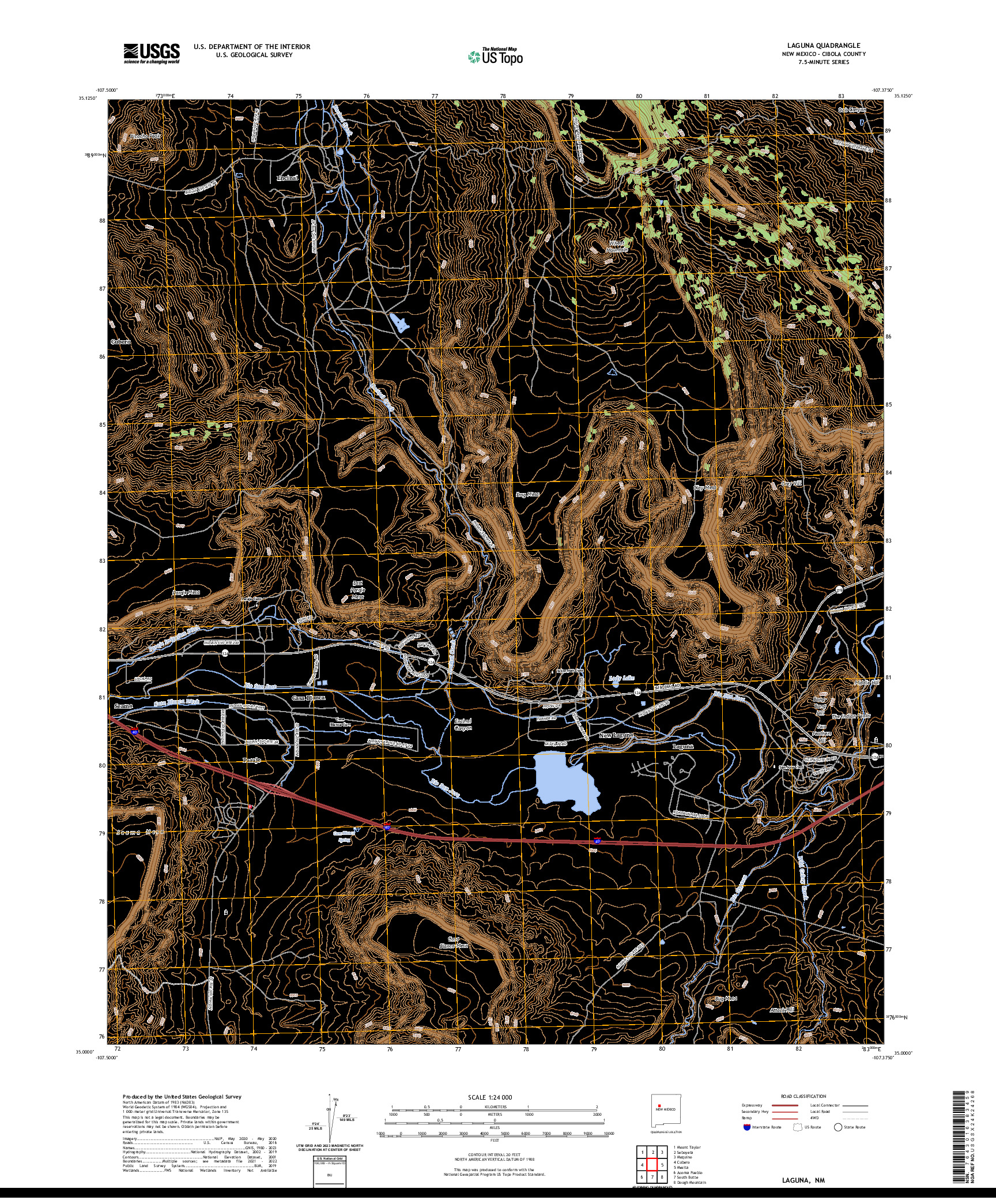 US TOPO 7.5-MINUTE MAP FOR LAGUNA, NM