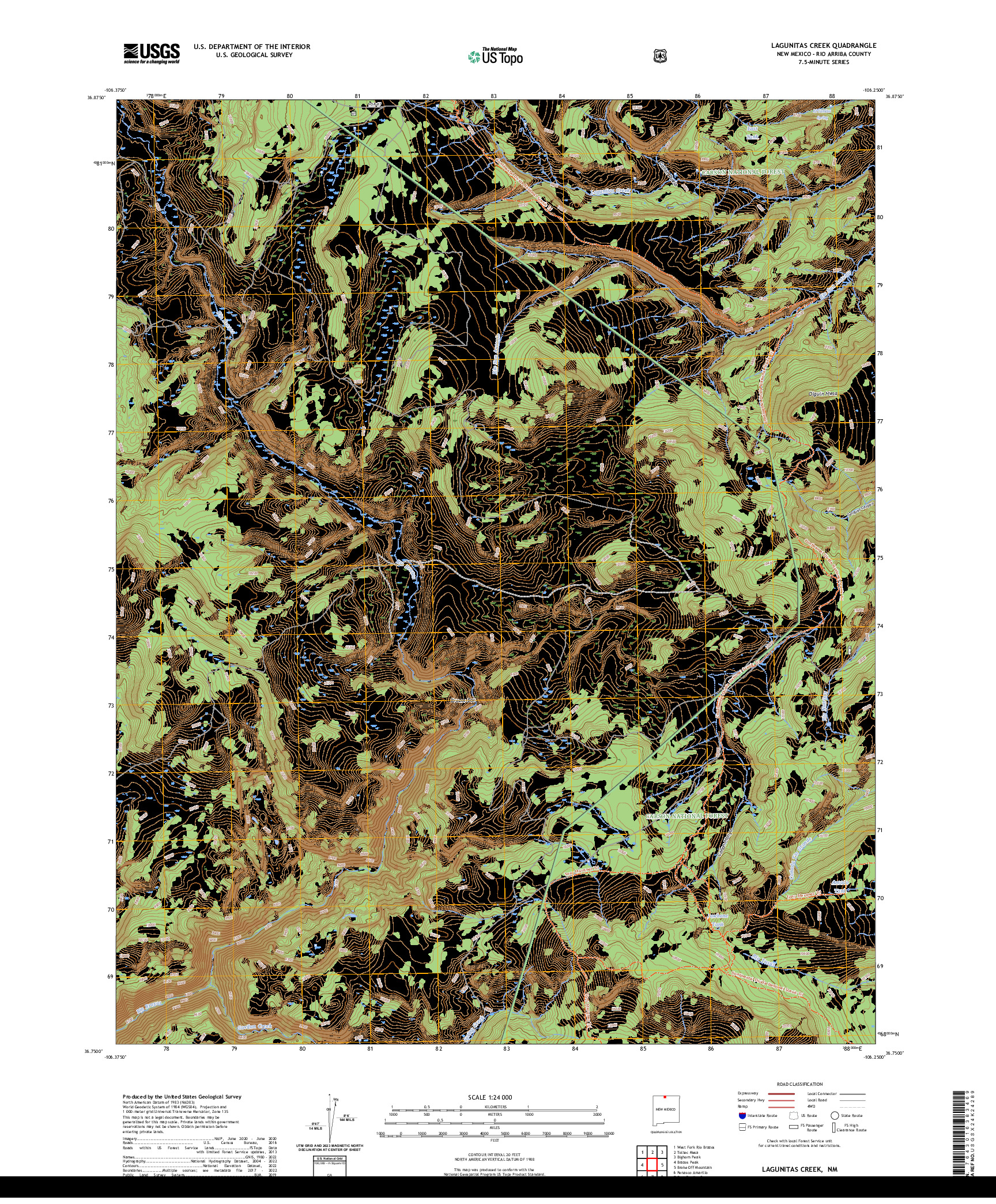 US TOPO 7.5-MINUTE MAP FOR LAGUNITAS CREEK, NM