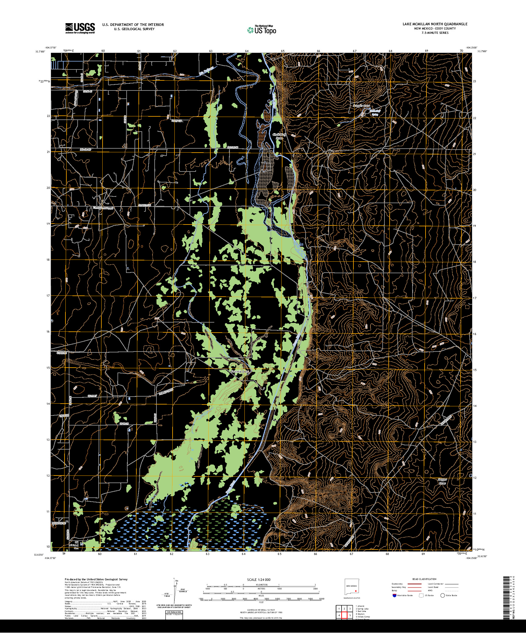 US TOPO 7.5-MINUTE MAP FOR LAKE MCMILLAN NORTH, NM