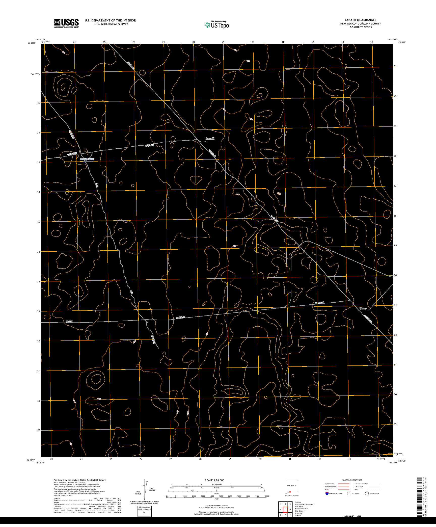 US TOPO 7.5-MINUTE MAP FOR LANARK, NM