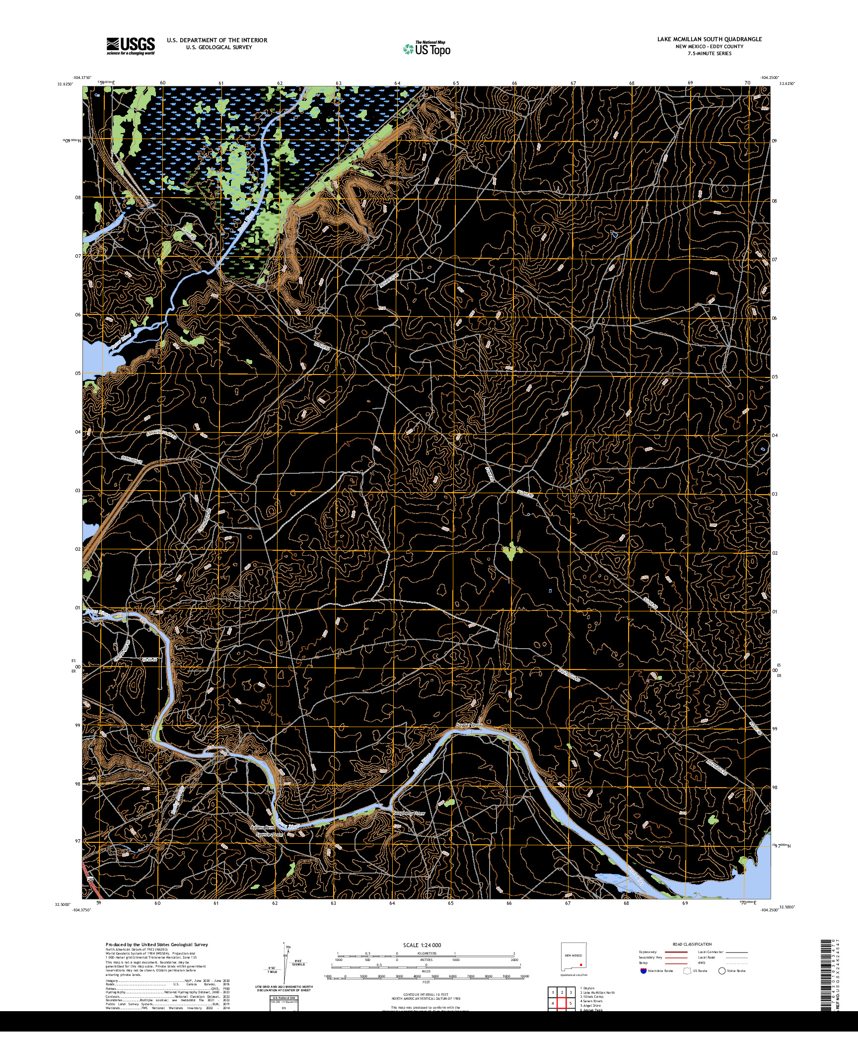 US TOPO 7.5-MINUTE MAP FOR LAKE MCMILLAN SOUTH, NM