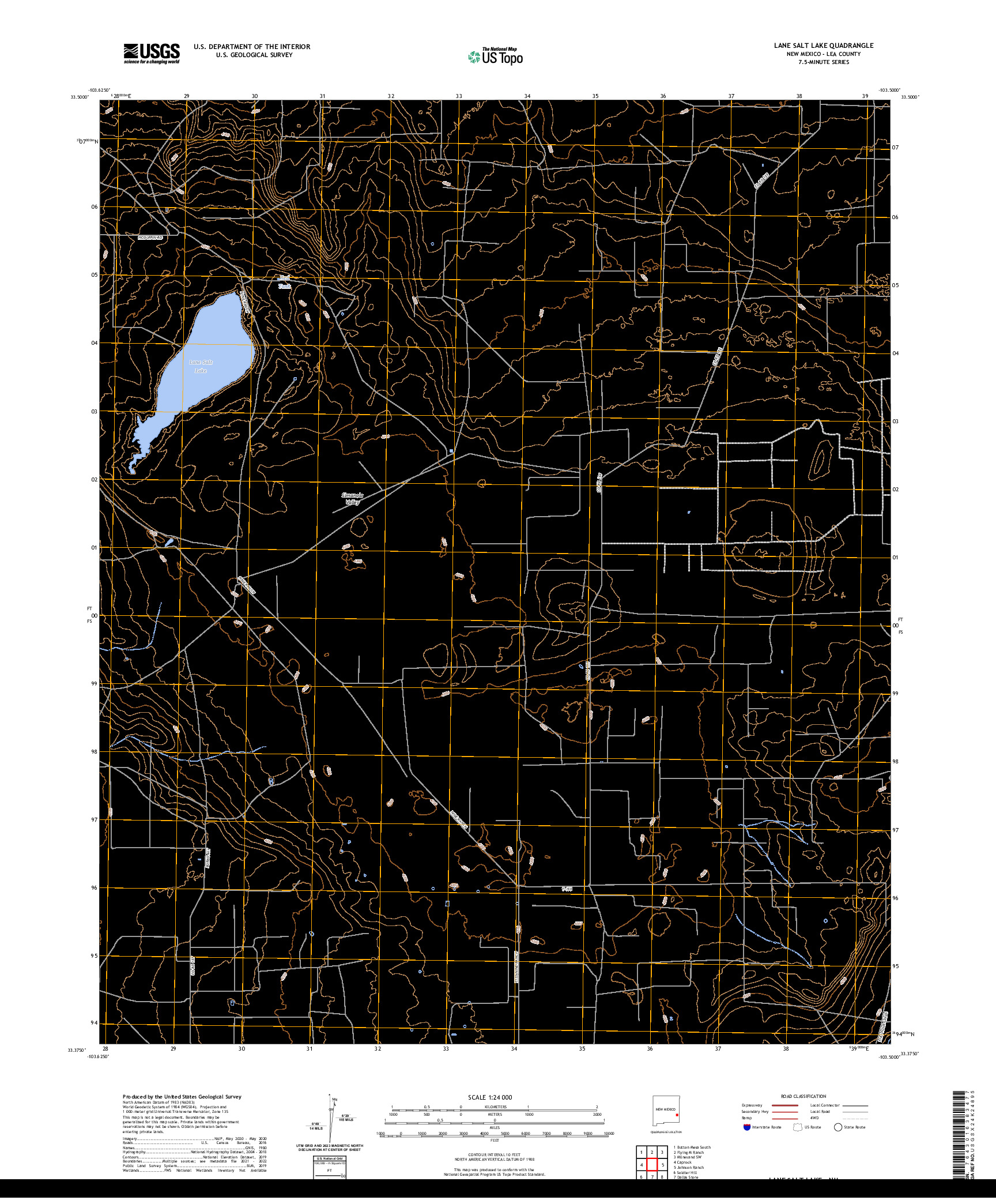 US TOPO 7.5-MINUTE MAP FOR LANE SALT LAKE, NM