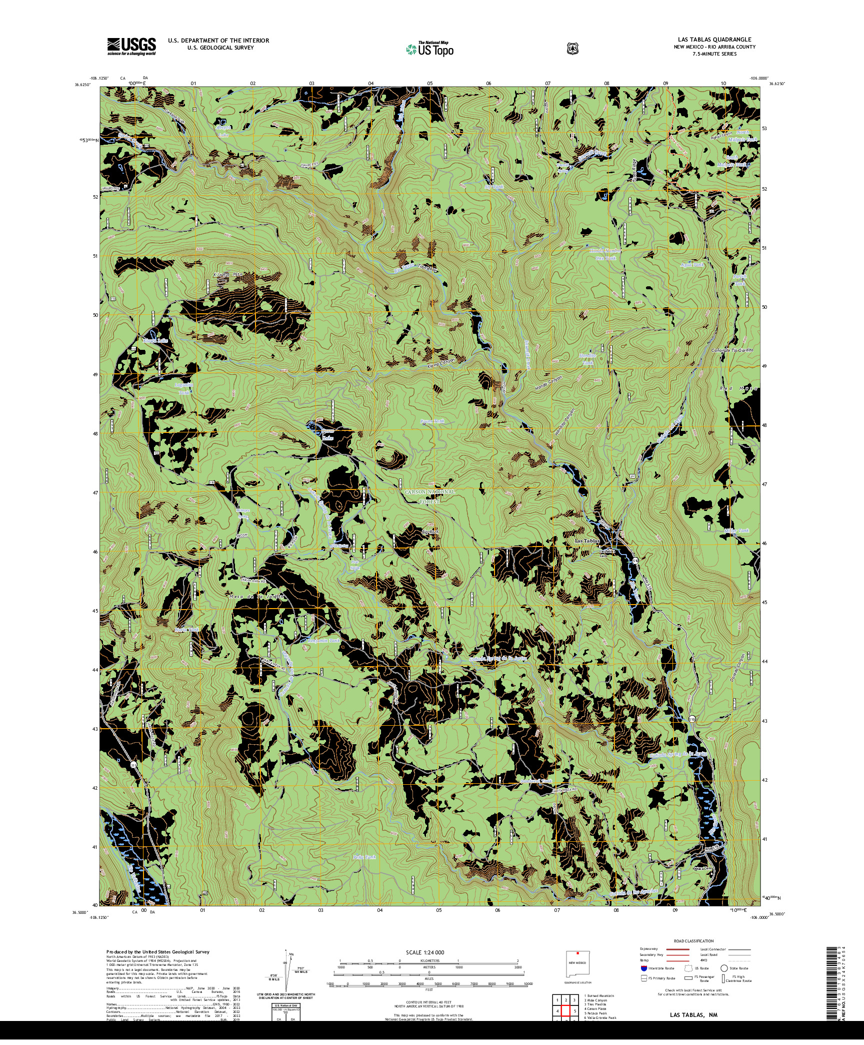 US TOPO 7.5-MINUTE MAP FOR LAS TABLAS, NM