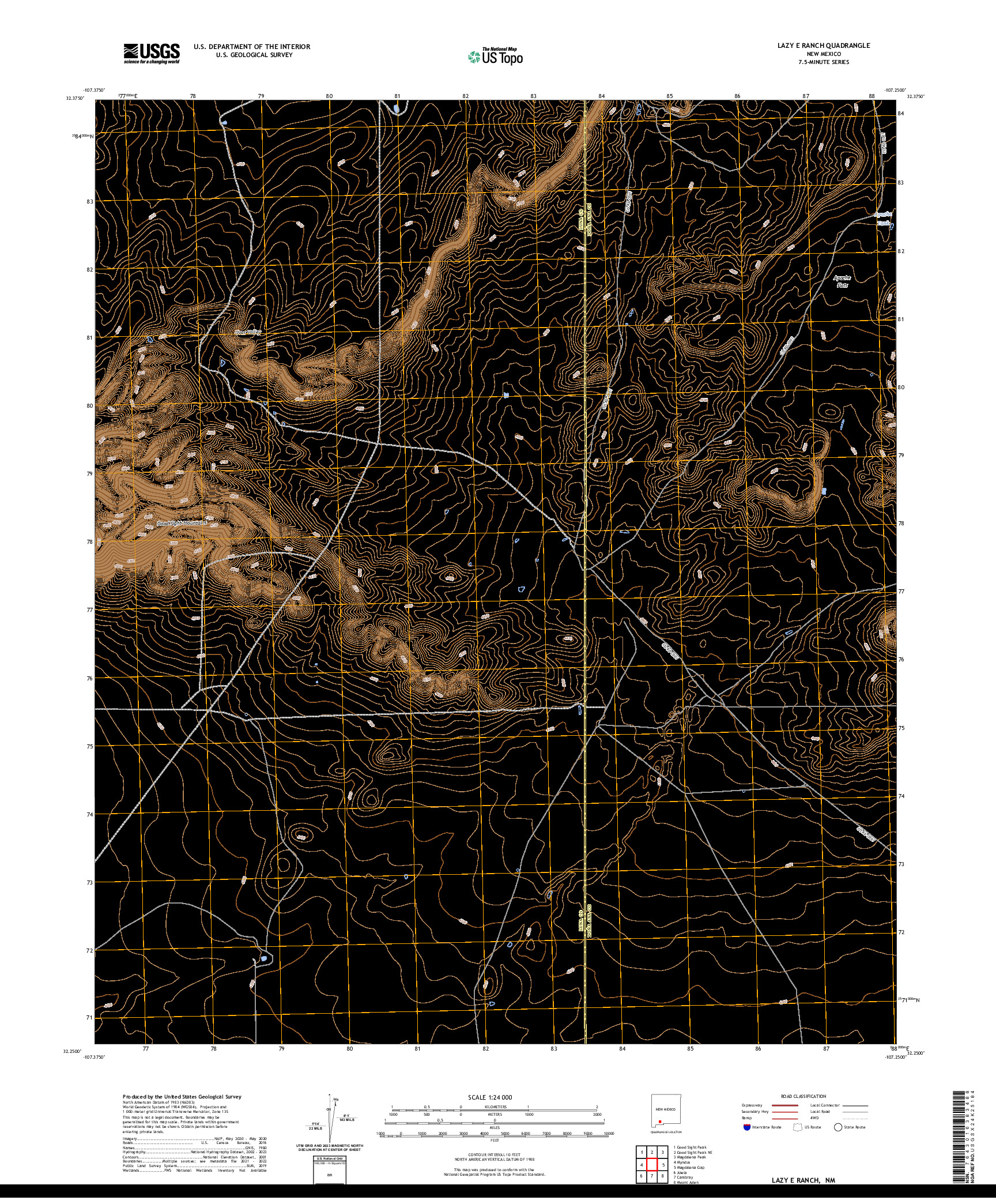 US TOPO 7.5-MINUTE MAP FOR LAZY E RANCH, NM