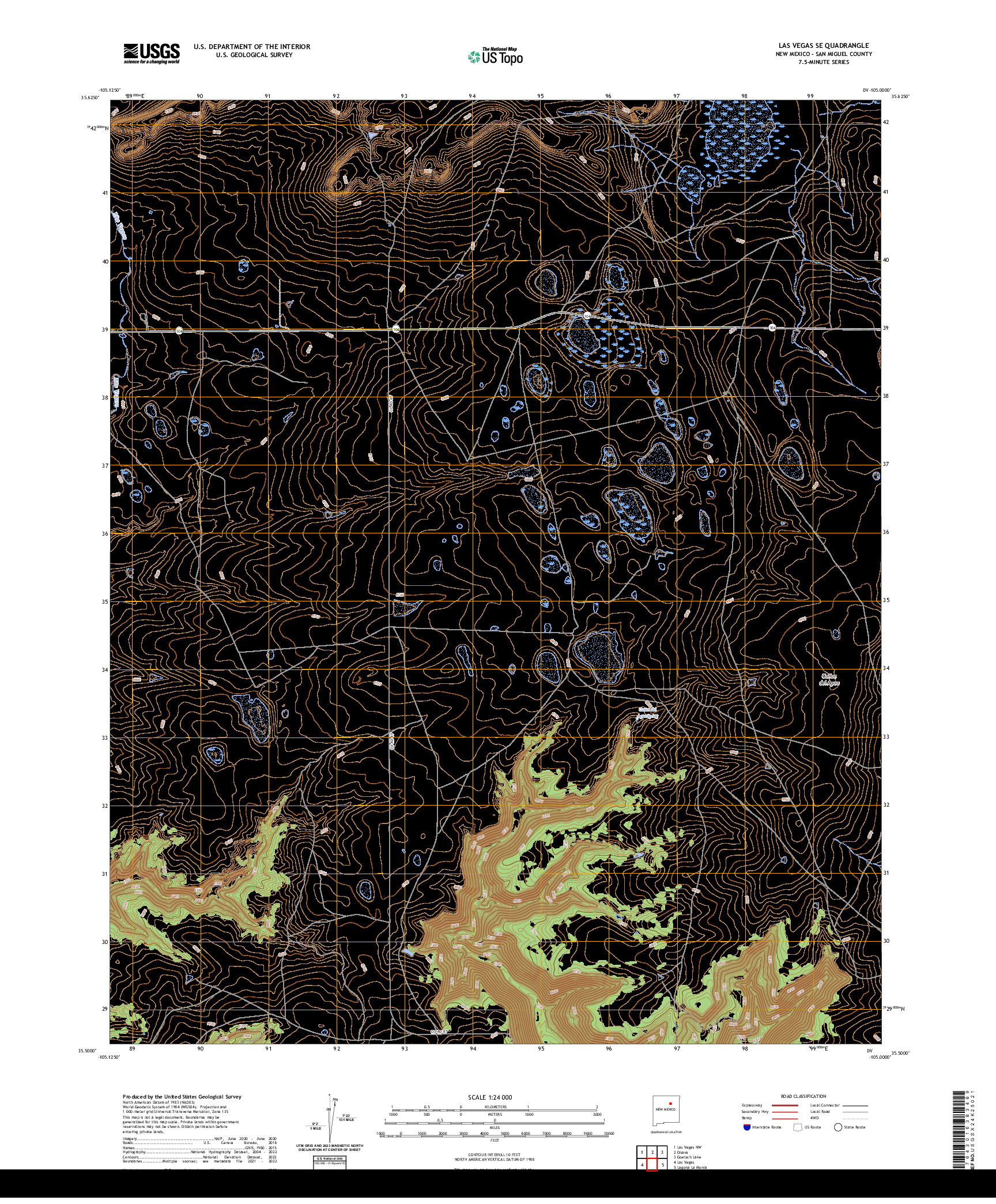 US TOPO 7.5-MINUTE MAP FOR LAS VEGAS SE, NM