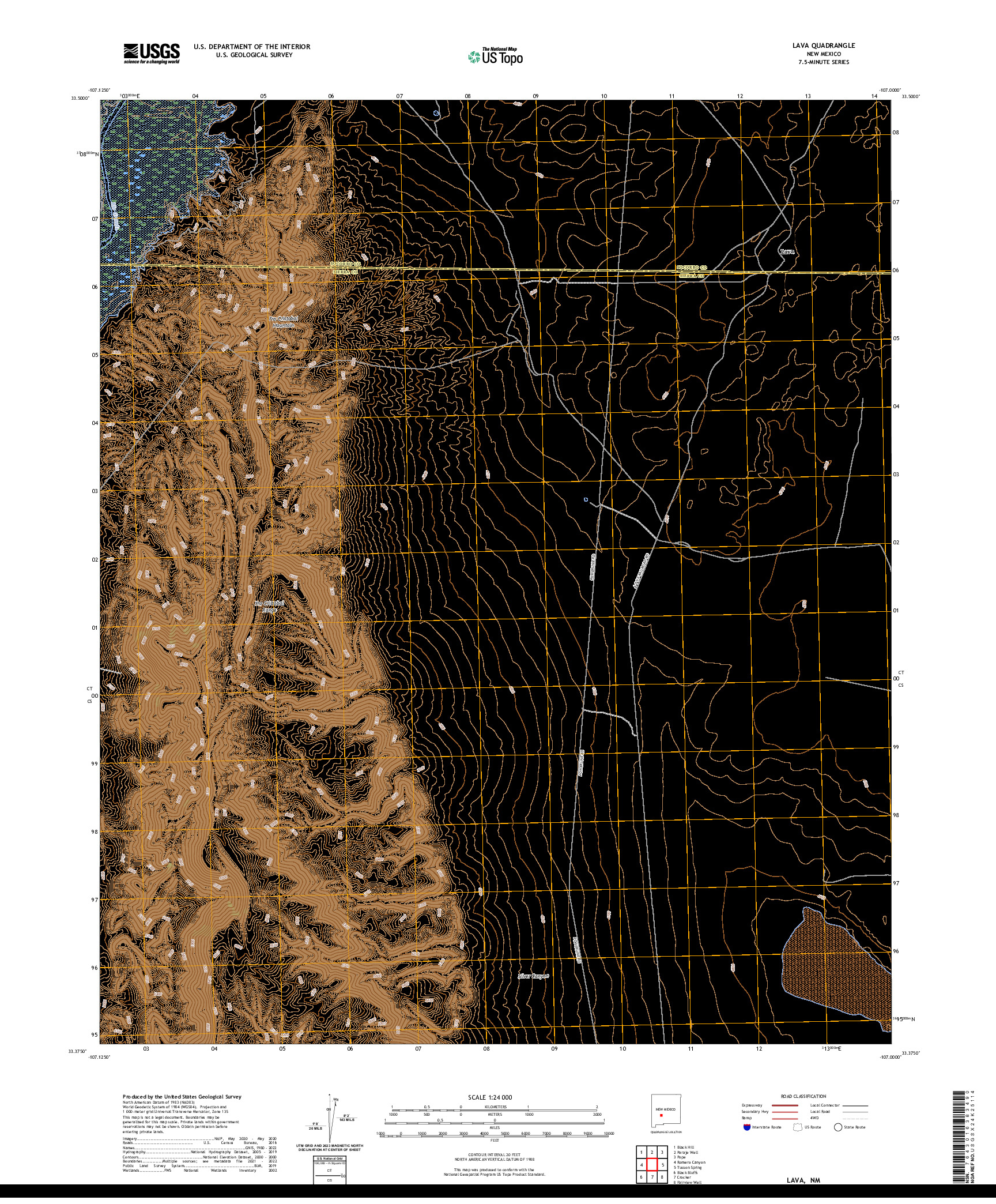 US TOPO 7.5-MINUTE MAP FOR LAVA, NM