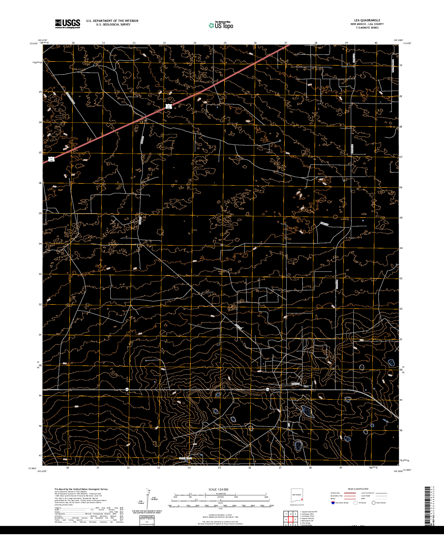 US TOPO 7.5-MINUTE MAP FOR LEA, NM