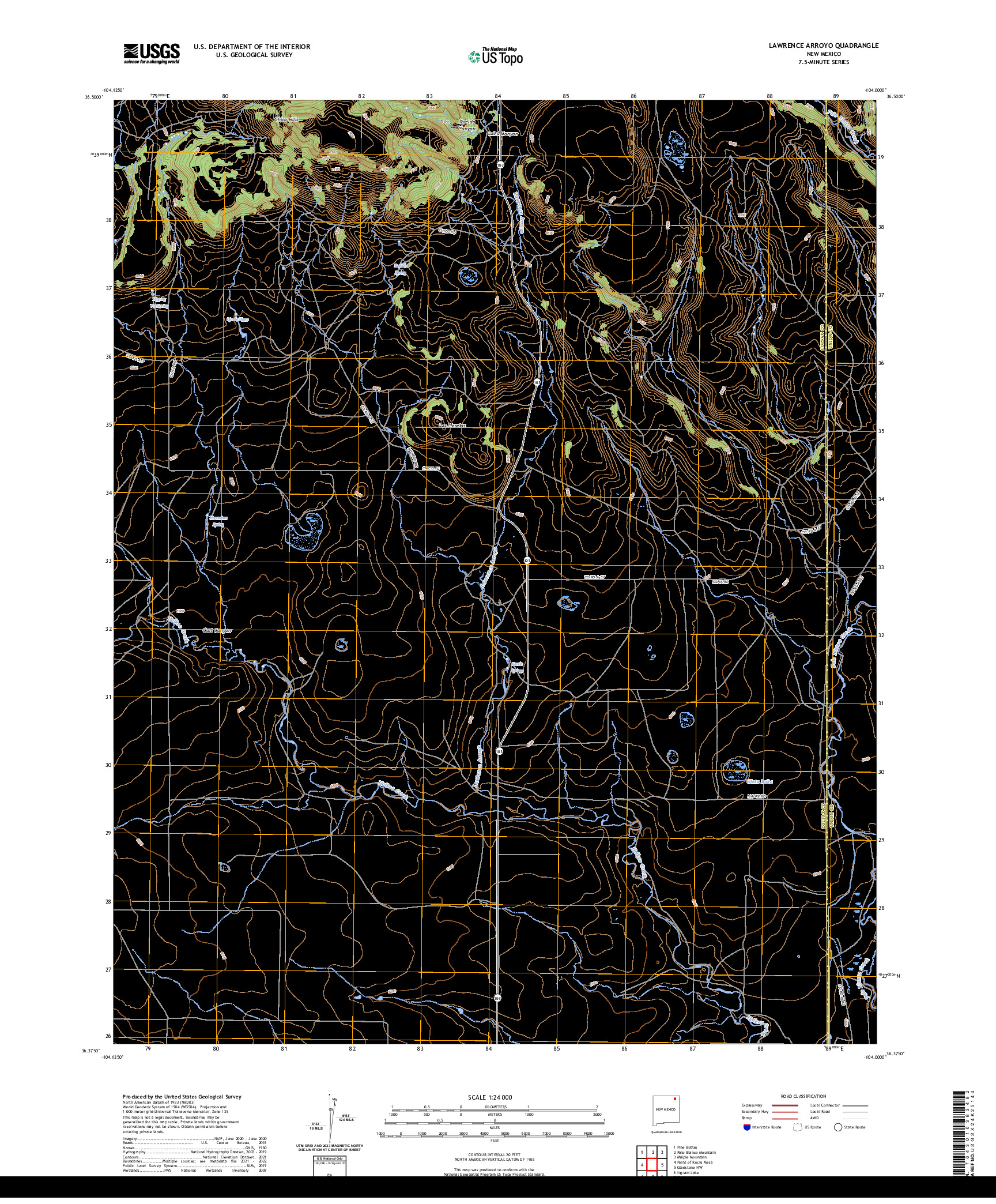 US TOPO 7.5-MINUTE MAP FOR LAWRENCE ARROYO, NM