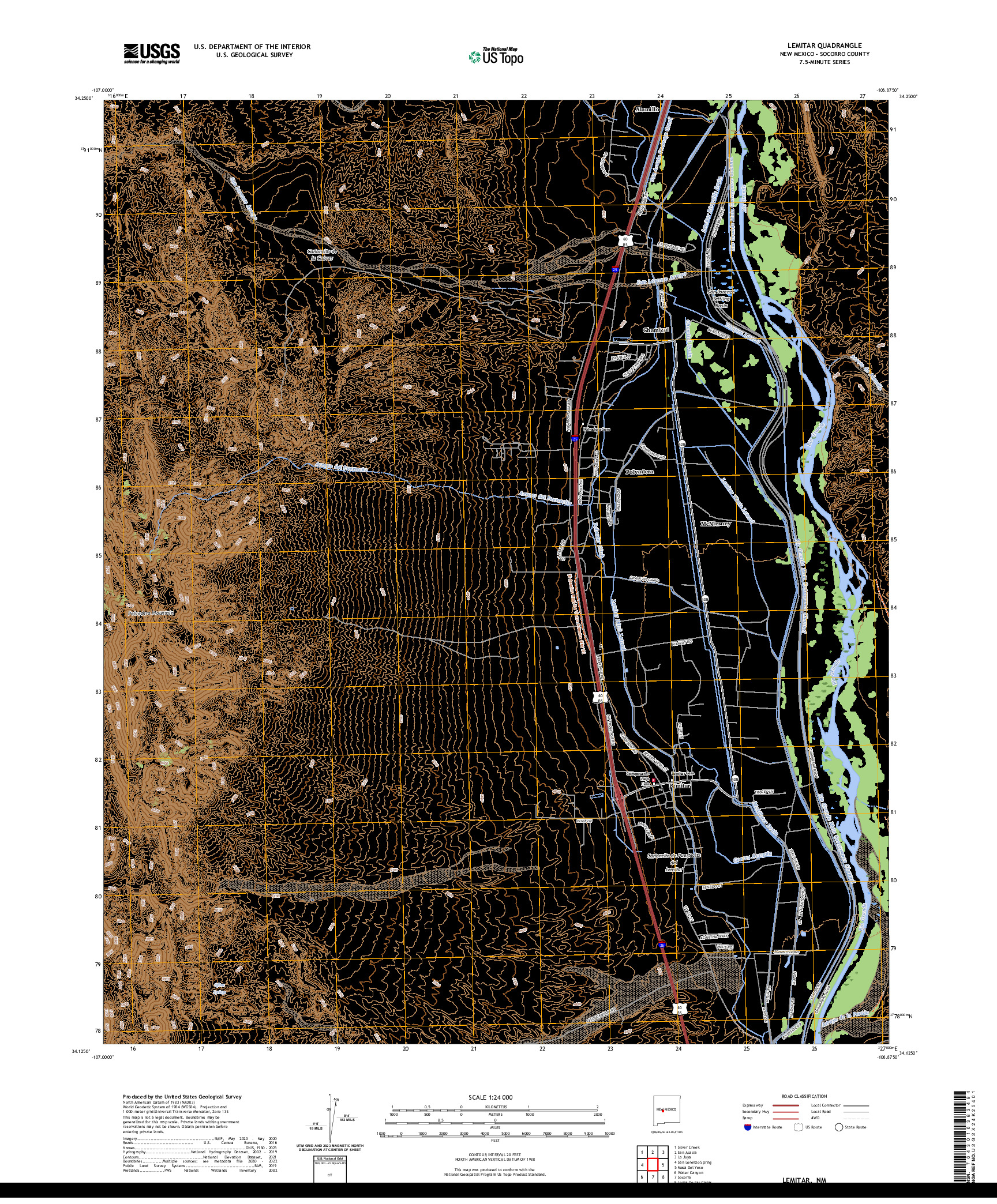 US TOPO 7.5-MINUTE MAP FOR LEMITAR, NM