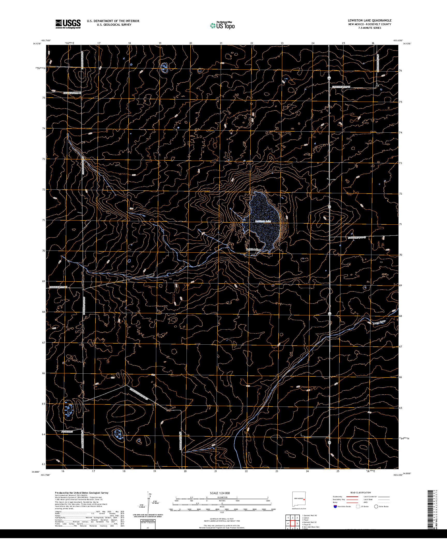 US TOPO 7.5-MINUTE MAP FOR LEWISTON LAKE, NM