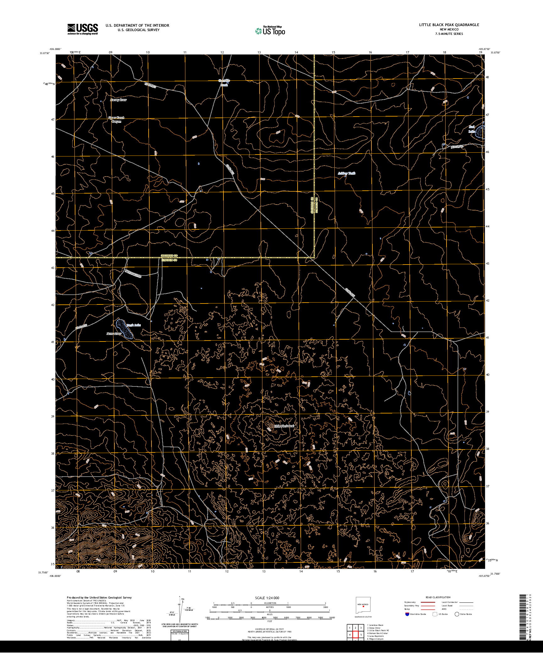 US TOPO 7.5-MINUTE MAP FOR LITTLE BLACK PEAK, NM