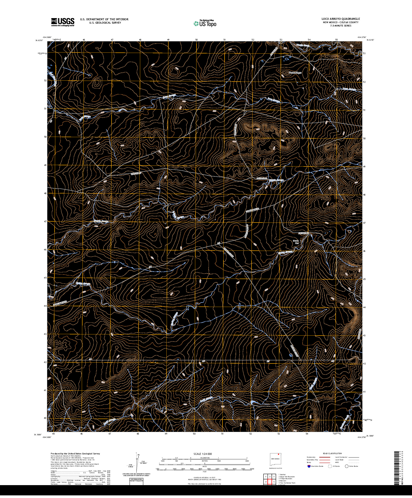 US TOPO 7.5-MINUTE MAP FOR LOCO ARROYO, NM