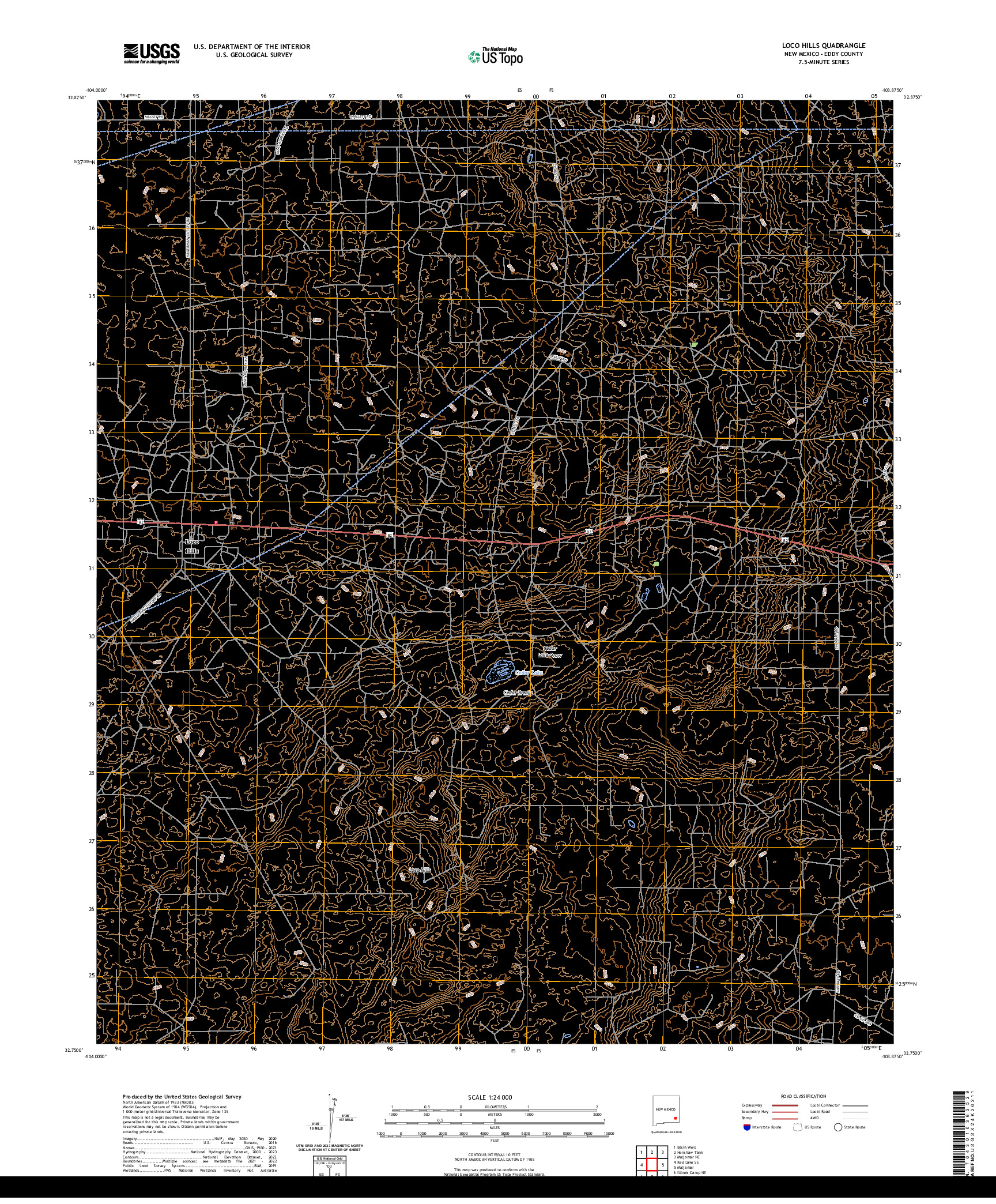 US TOPO 7.5-MINUTE MAP FOR LOCO HILLS, NM