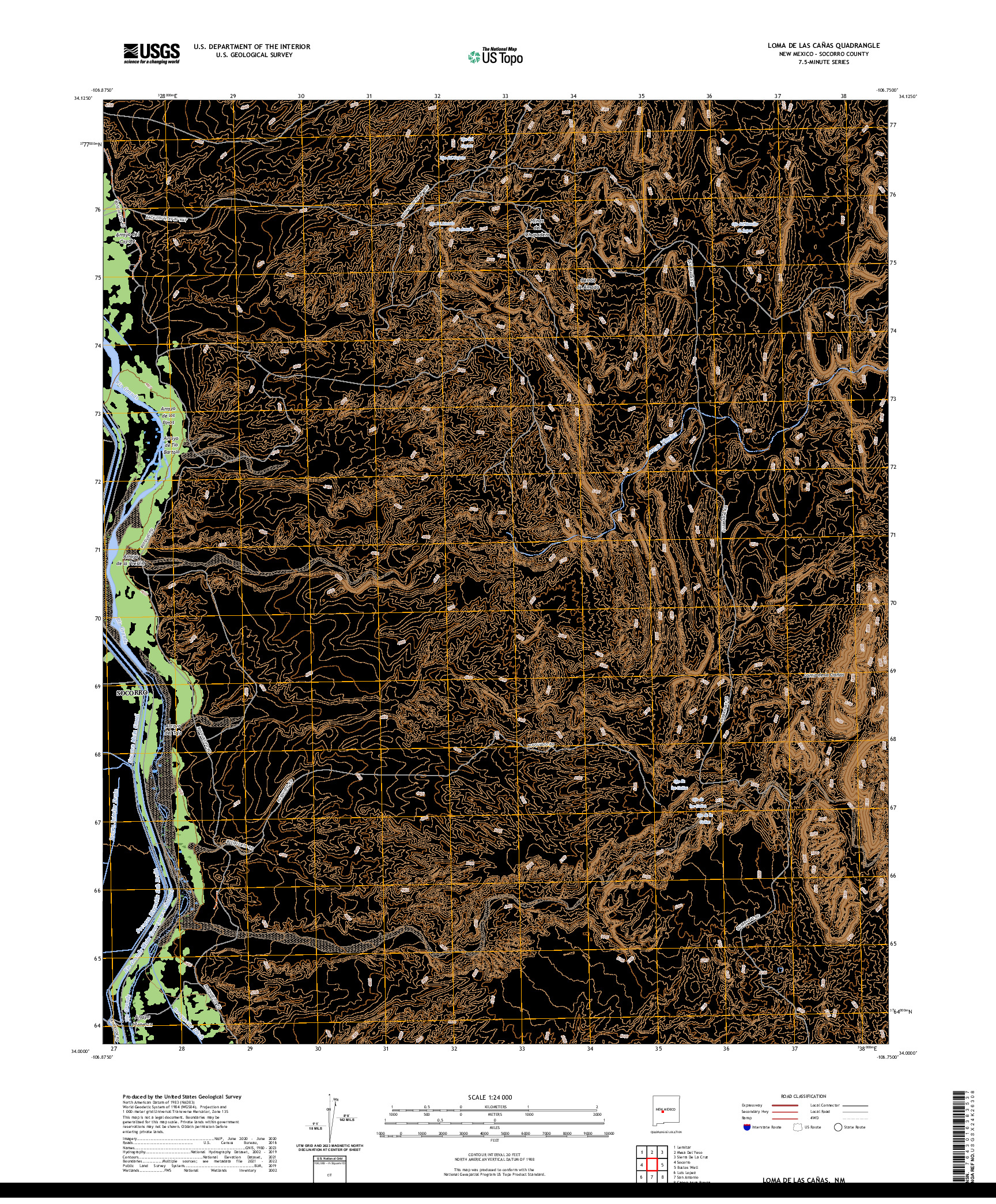 US TOPO 7.5-MINUTE MAP FOR LOMA DE LAS CANAS, NM