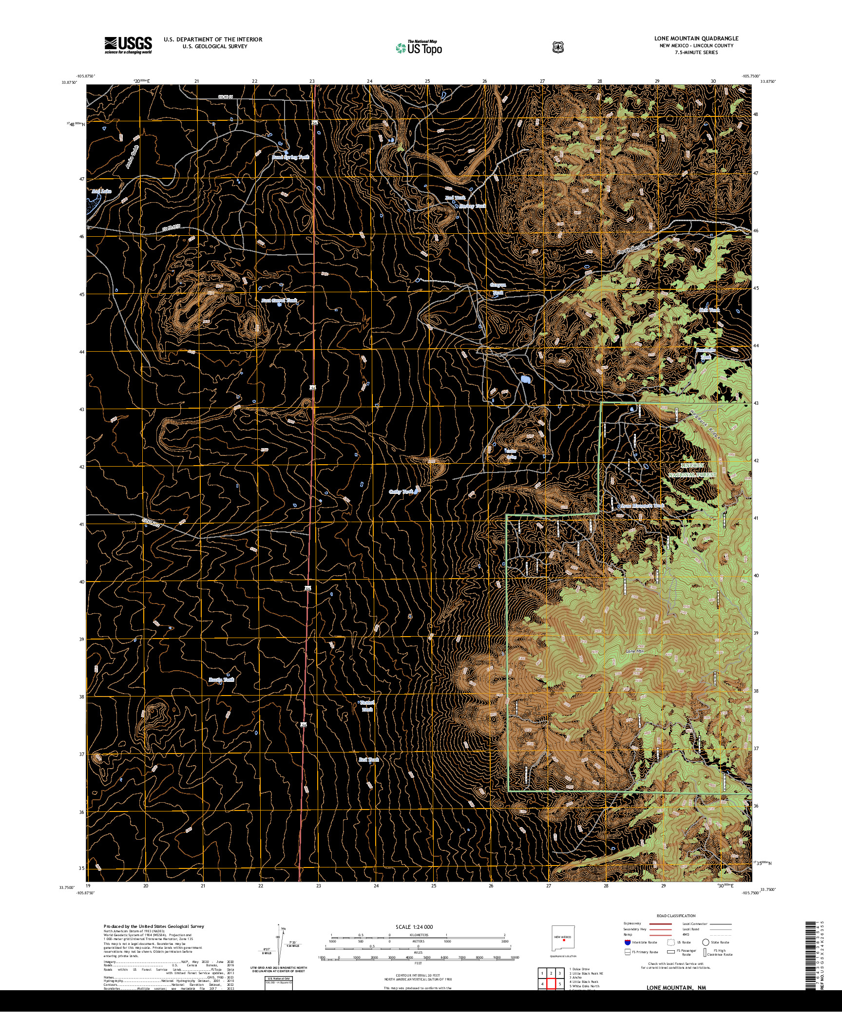 US TOPO 7.5-MINUTE MAP FOR LONE MOUNTAIN, NM