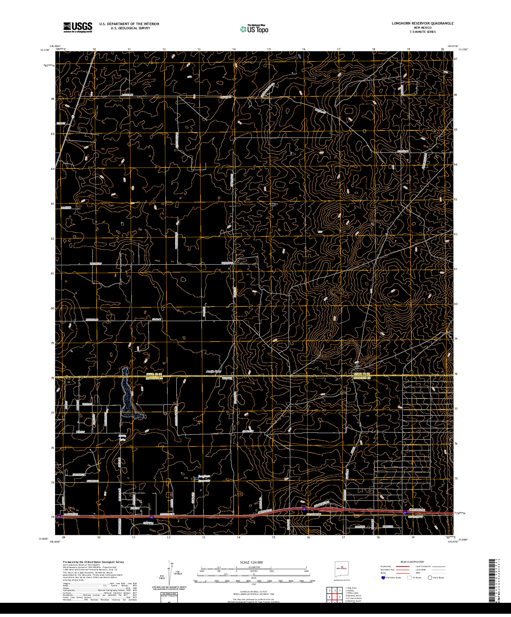 US TOPO 7.5-MINUTE MAP FOR LONGHORN RESERVOIR, NM