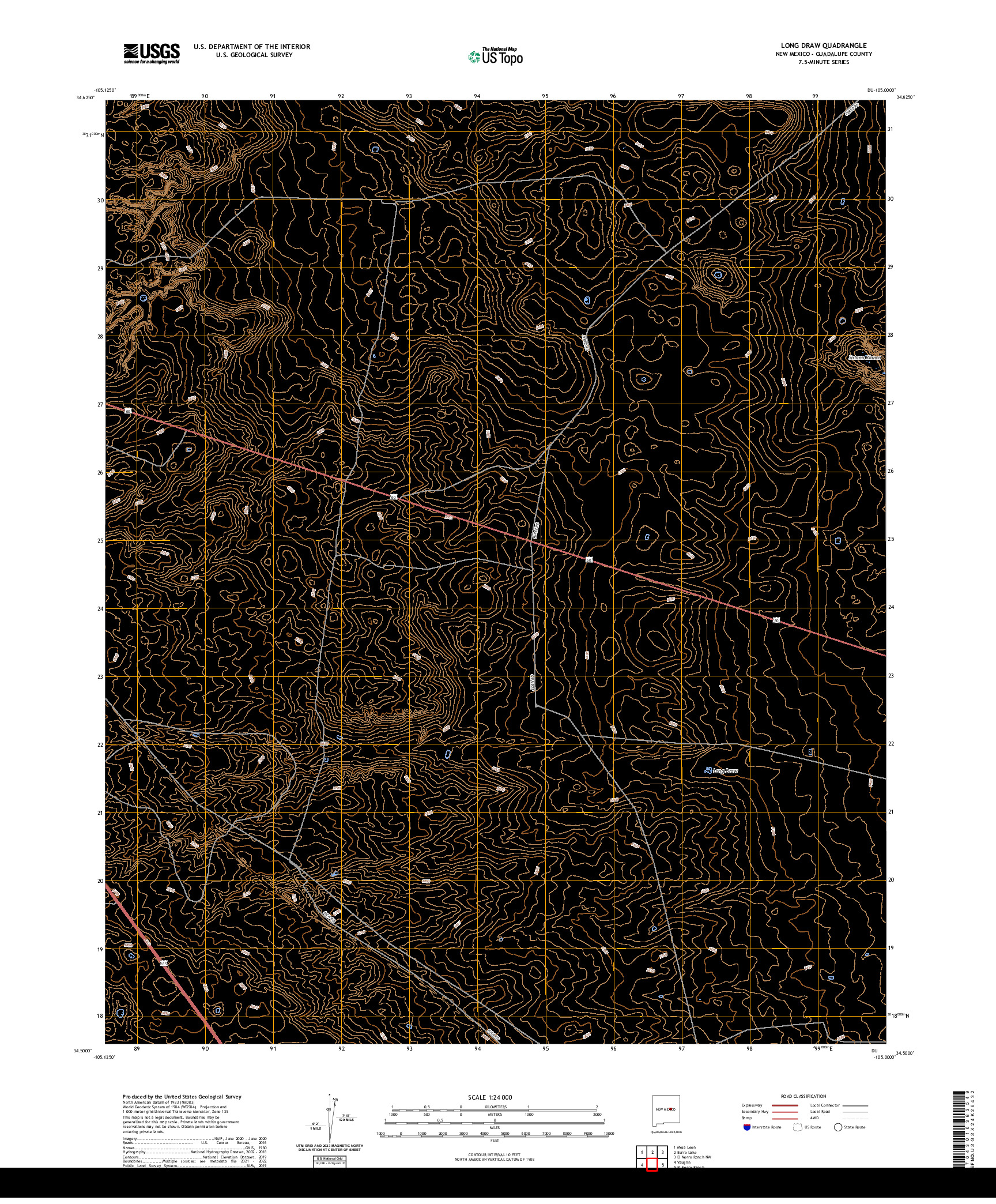 US TOPO 7.5-MINUTE MAP FOR LONG DRAW, NM