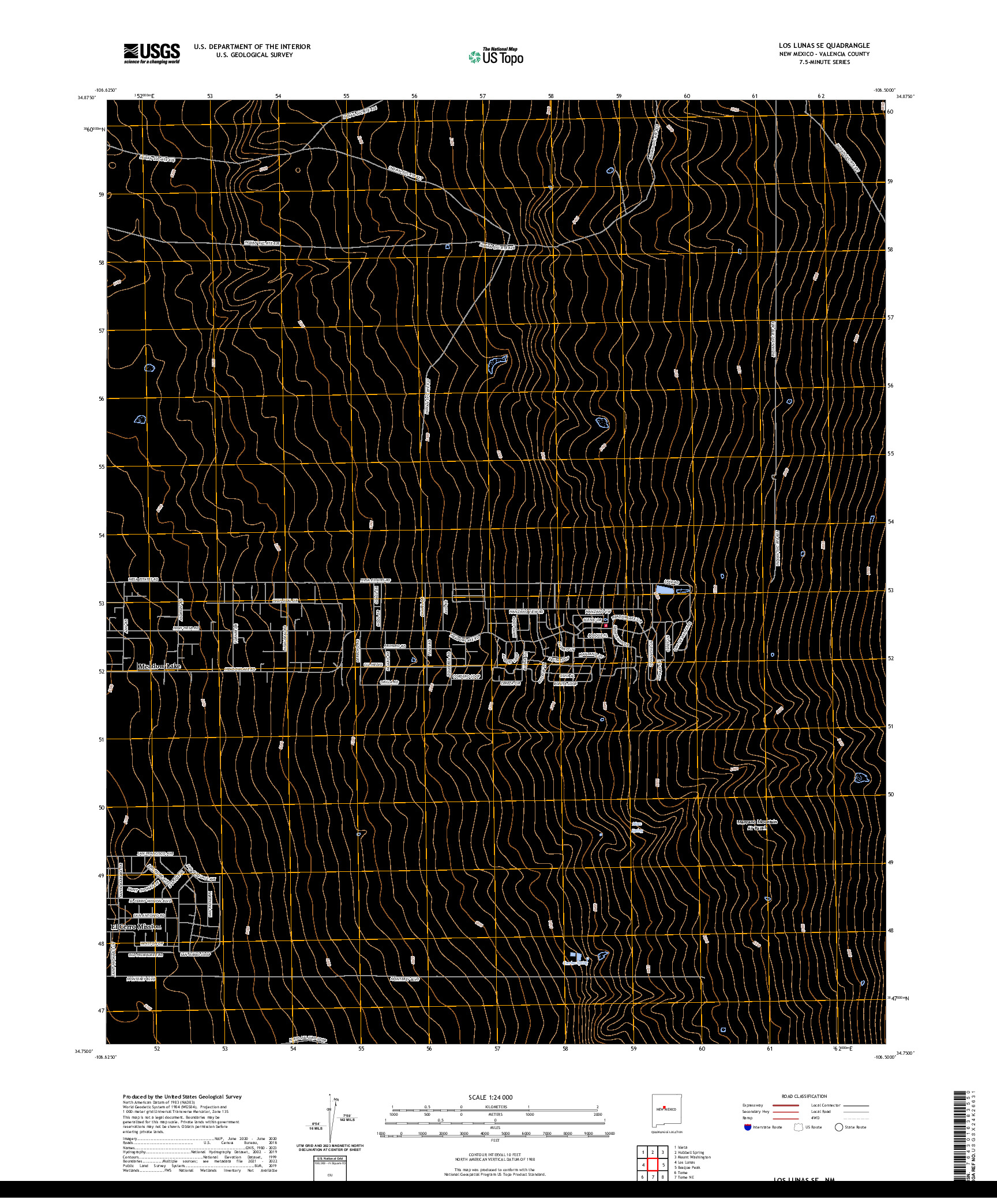 US TOPO 7.5-MINUTE MAP FOR LOS LUNAS SE, NM