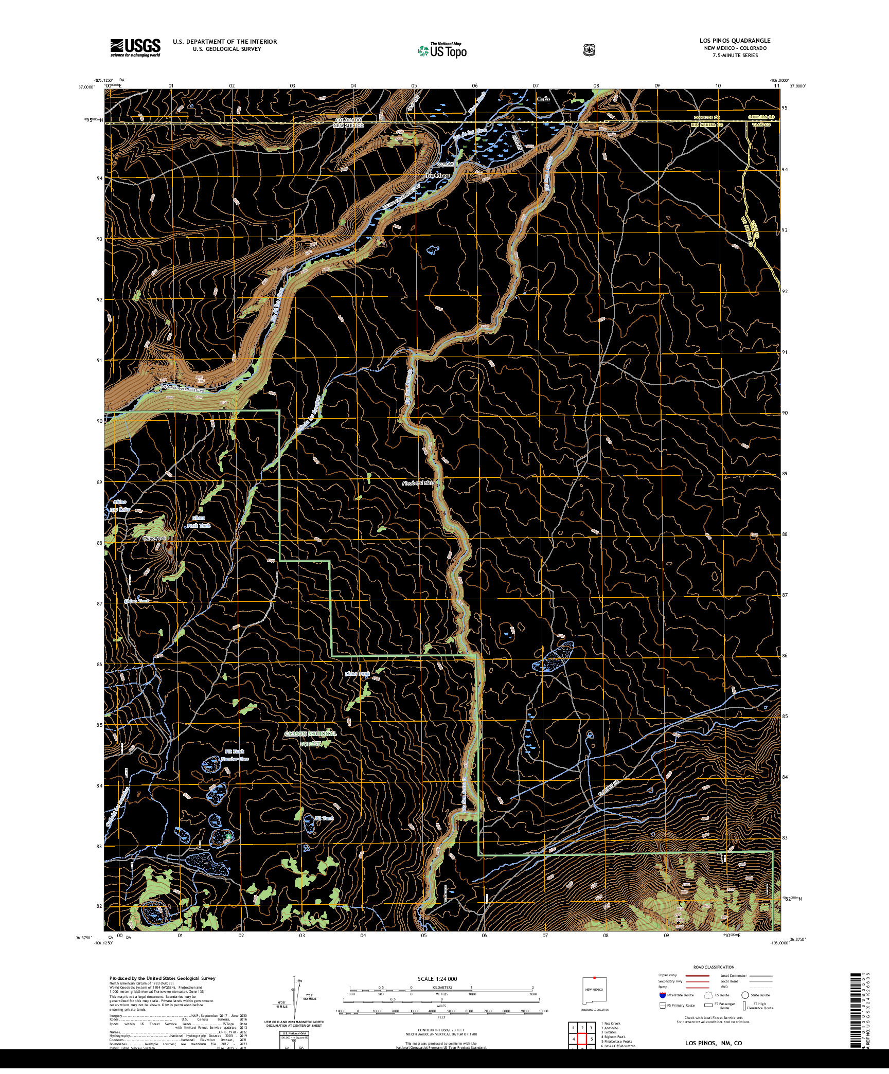 US TOPO 7.5-MINUTE MAP FOR LOS PINOS, NM,CO