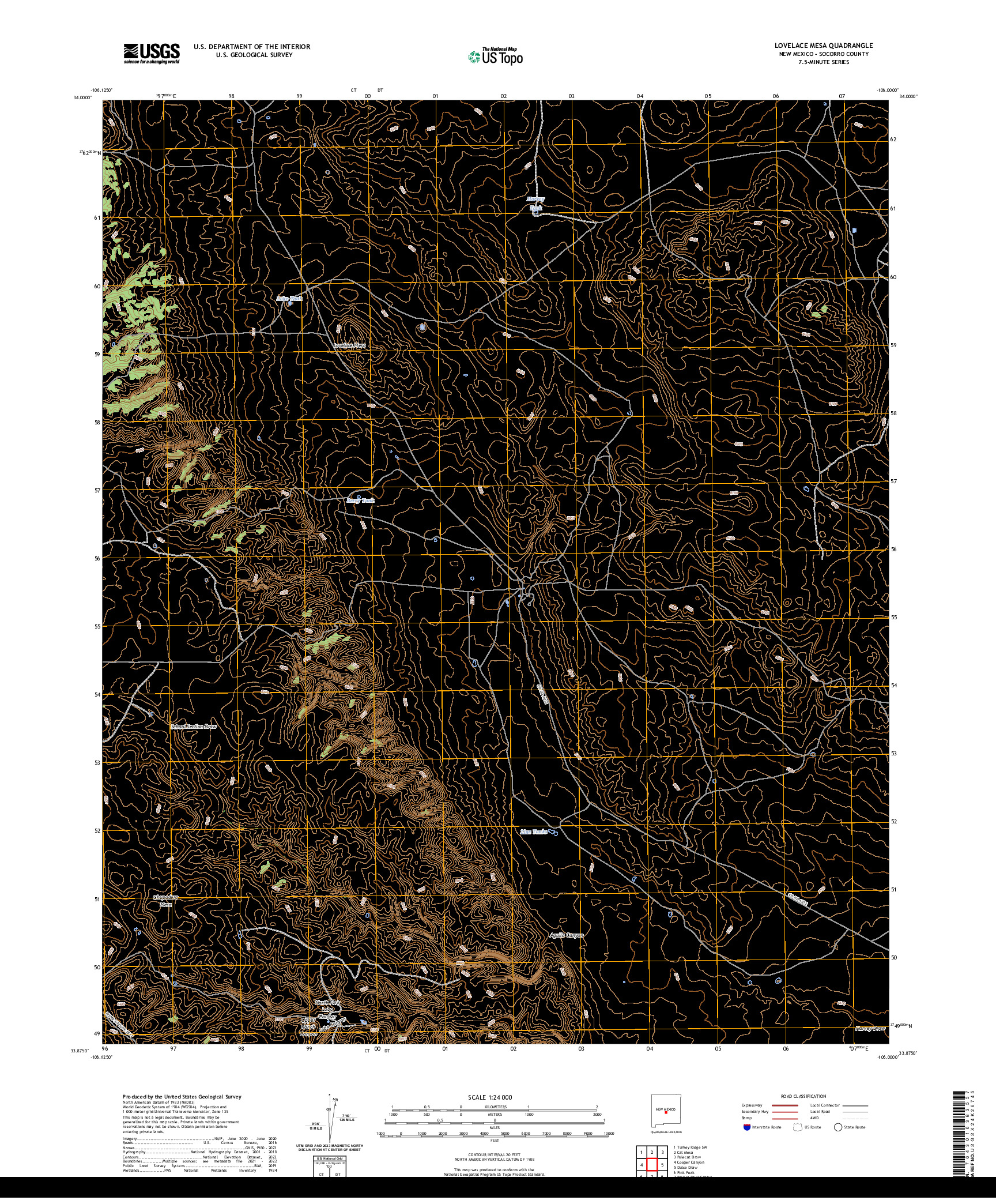 US TOPO 7.5-MINUTE MAP FOR LOVELACE MESA, NM