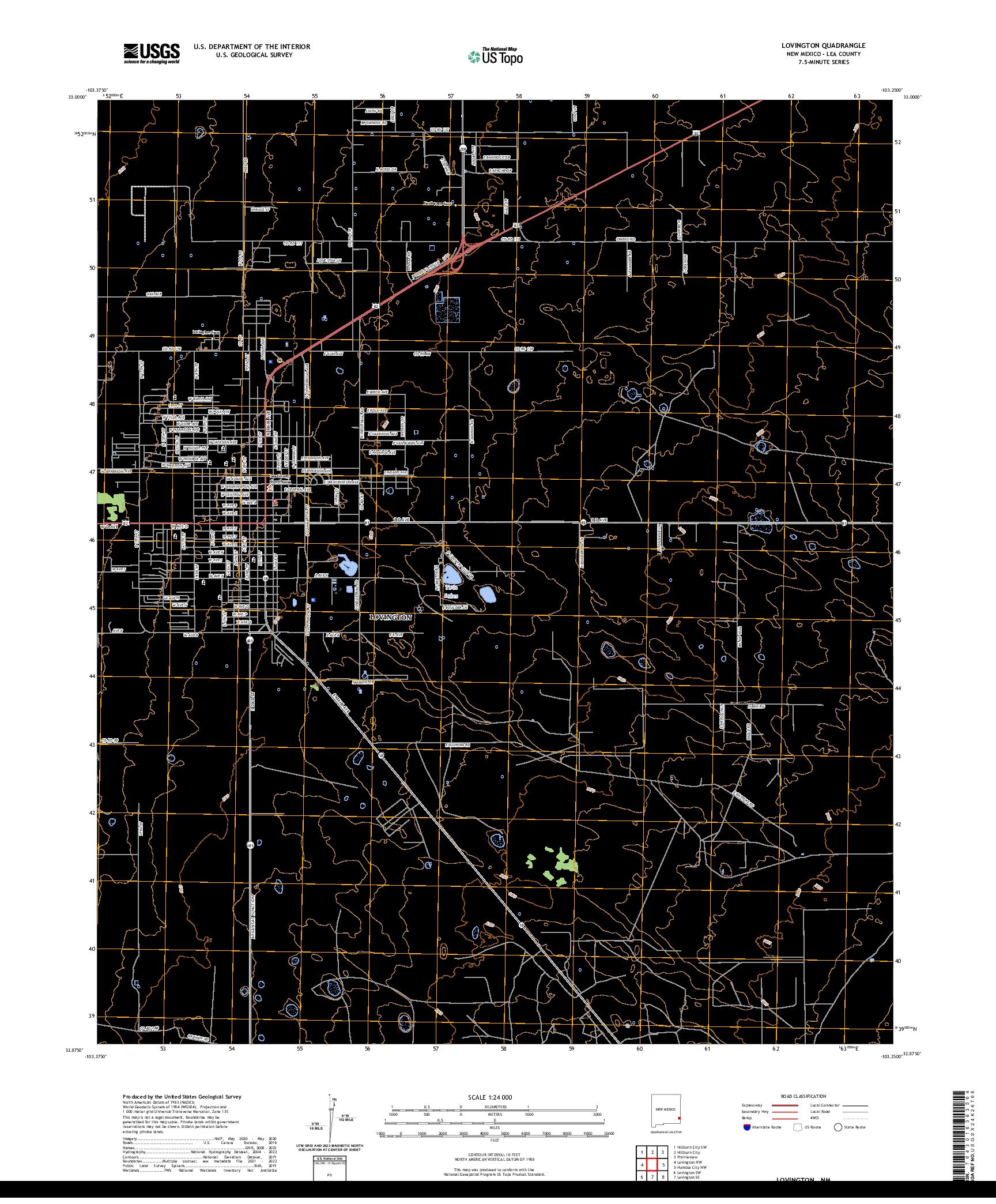 US TOPO 7.5-MINUTE MAP FOR LOVINGTON, NM