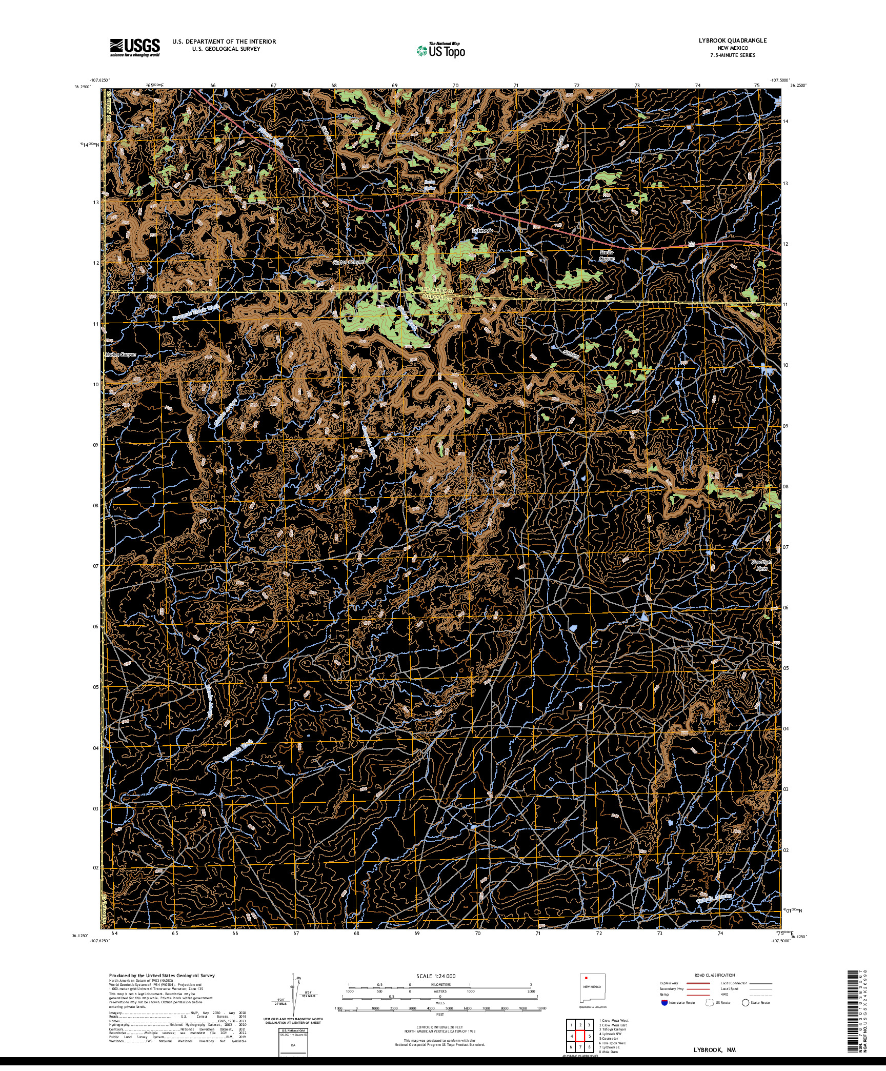 US TOPO 7.5-MINUTE MAP FOR LYBROOK, NM