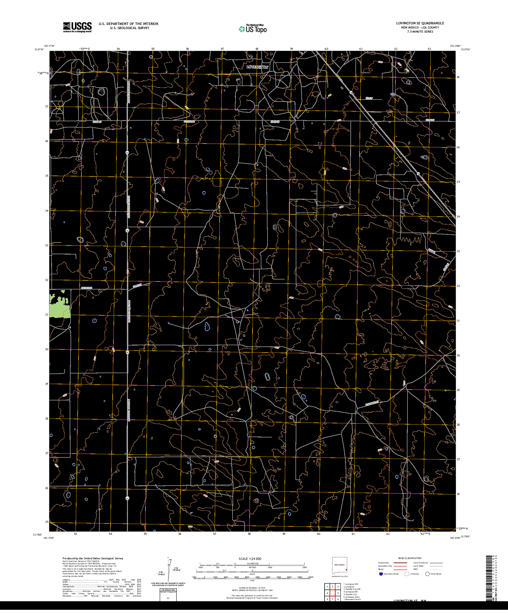 US TOPO 7.5-MINUTE MAP FOR LOVINGTON SE, NM