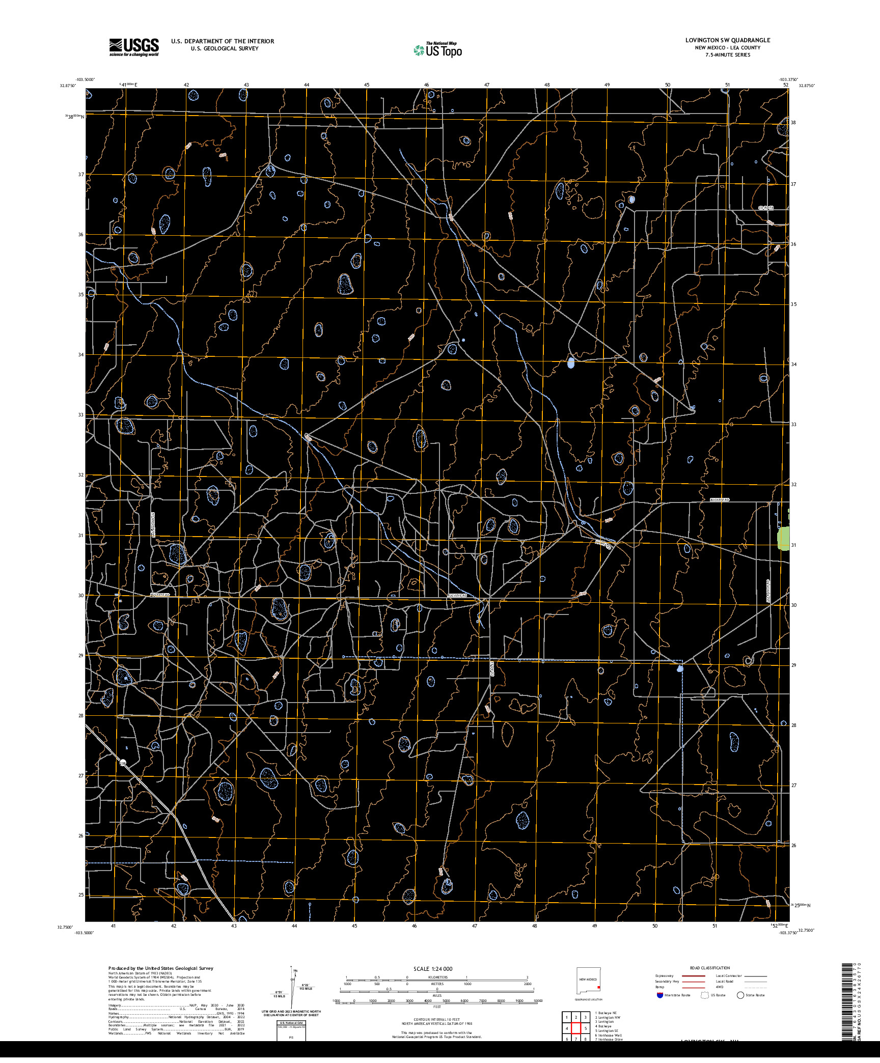 US TOPO 7.5-MINUTE MAP FOR LOVINGTON SW, NM