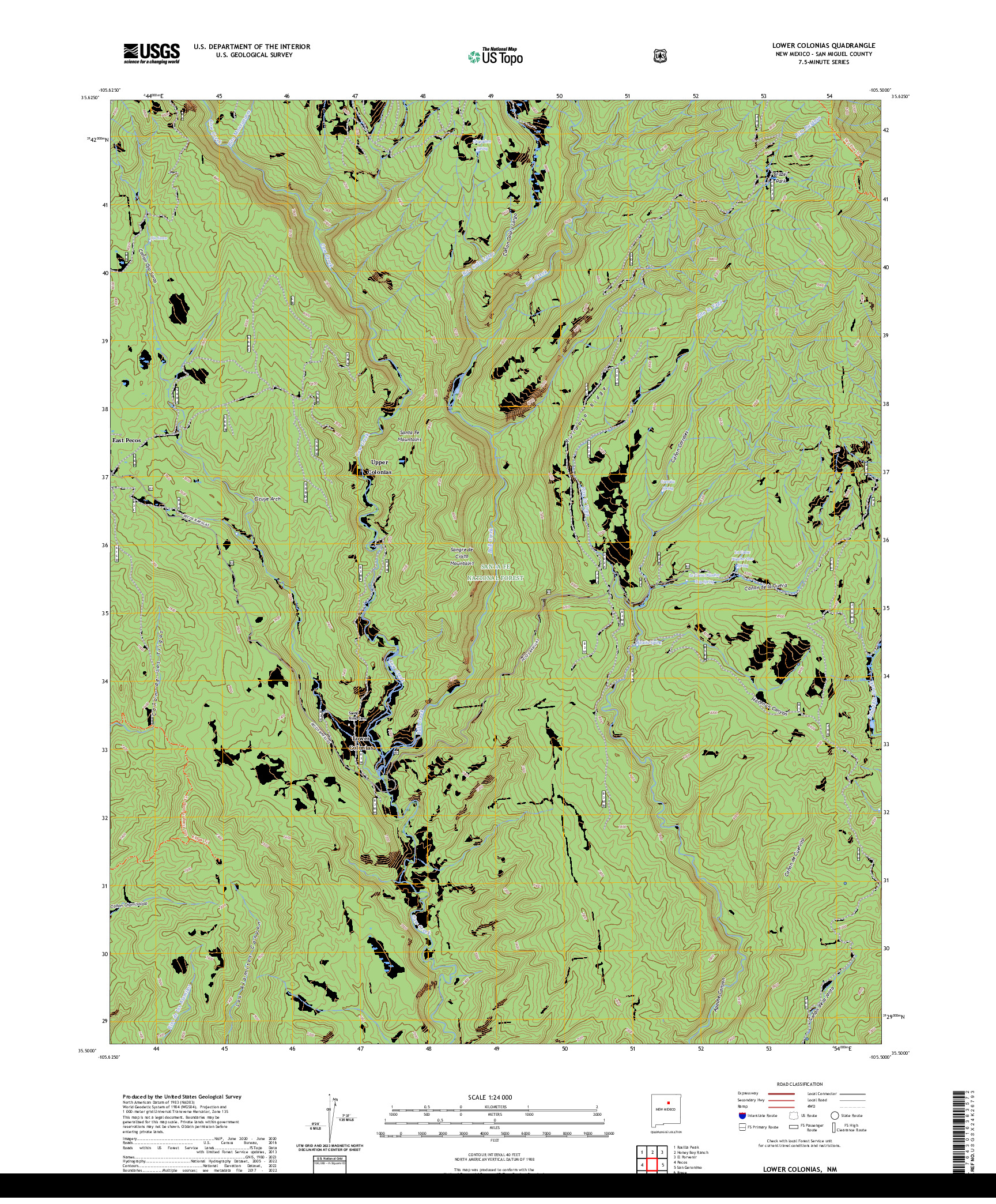 US TOPO 7.5-MINUTE MAP FOR LOWER COLONIAS, NM