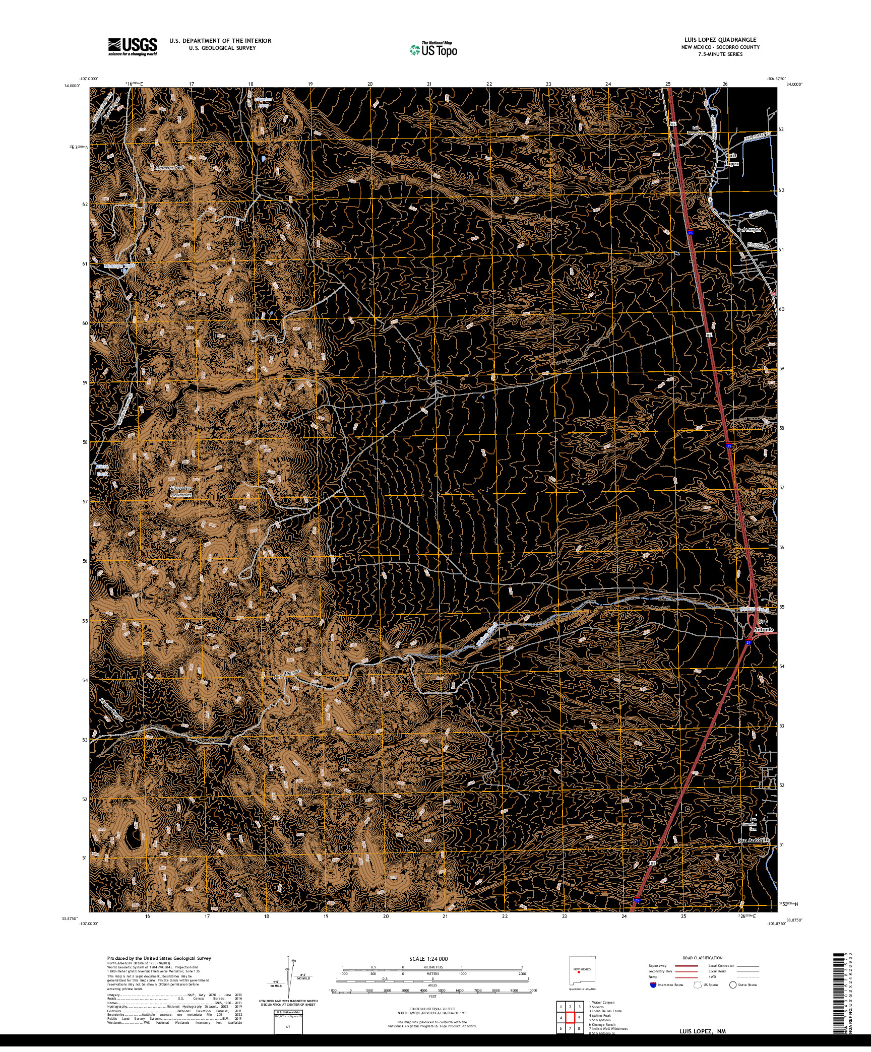 US TOPO 7.5-MINUTE MAP FOR LUIS LOPEZ, NM