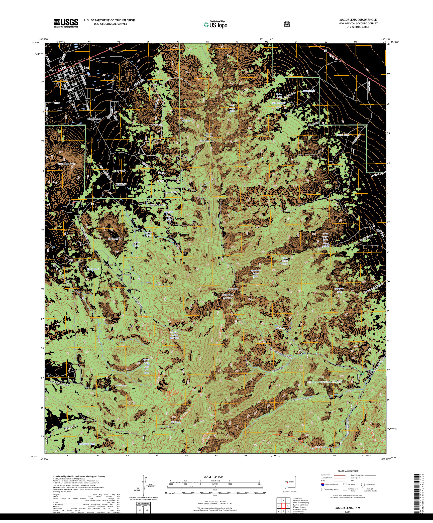 US TOPO 7.5-MINUTE MAP FOR MAGDALENA, NM