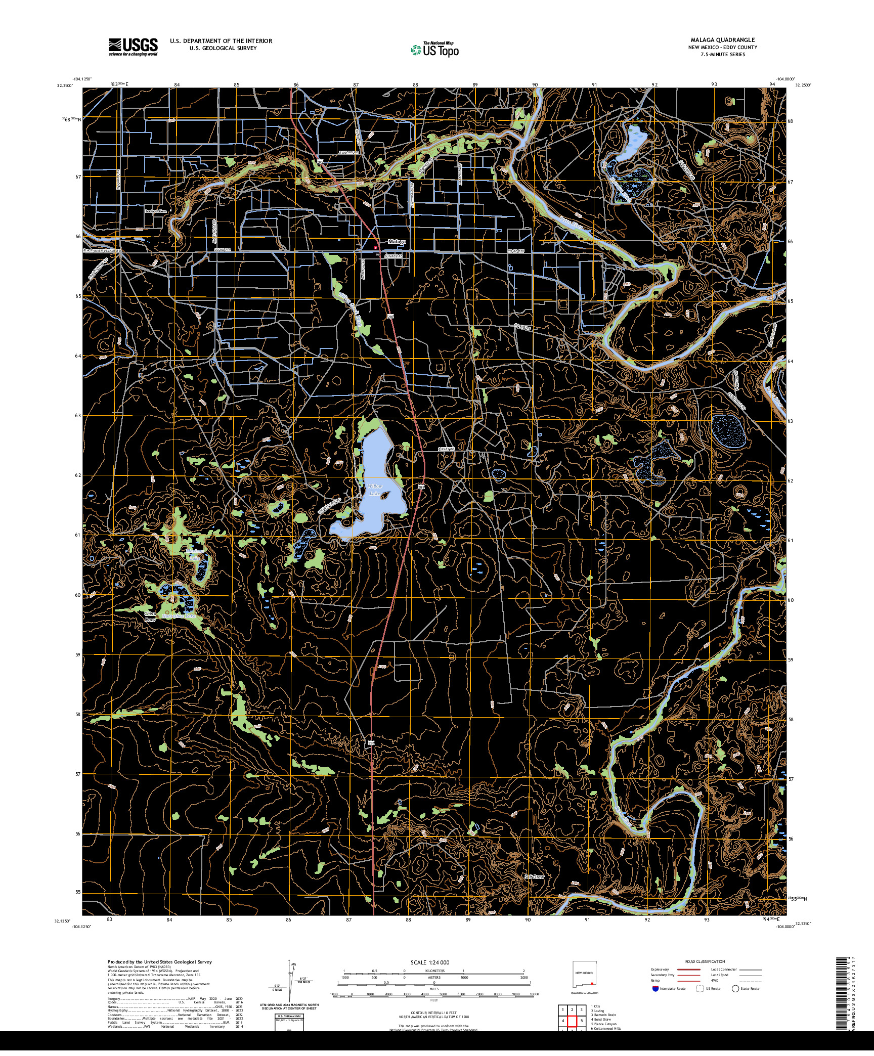 US TOPO 7.5-MINUTE MAP FOR MALAGA, NM