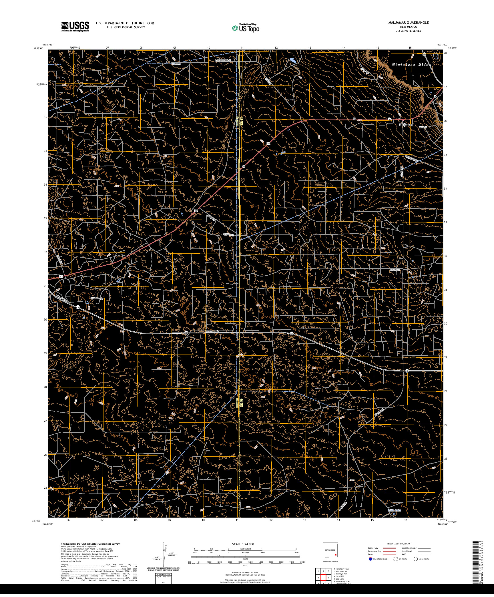 US TOPO 7.5-MINUTE MAP FOR MALJAMAR, NM