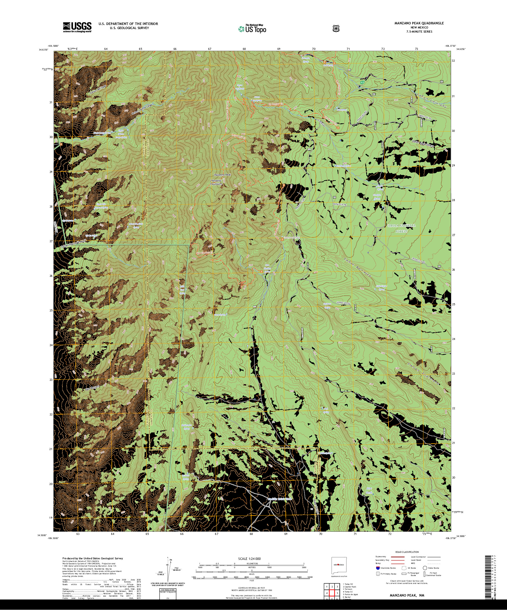 US TOPO 7.5-MINUTE MAP FOR MANZANO PEAK, NM