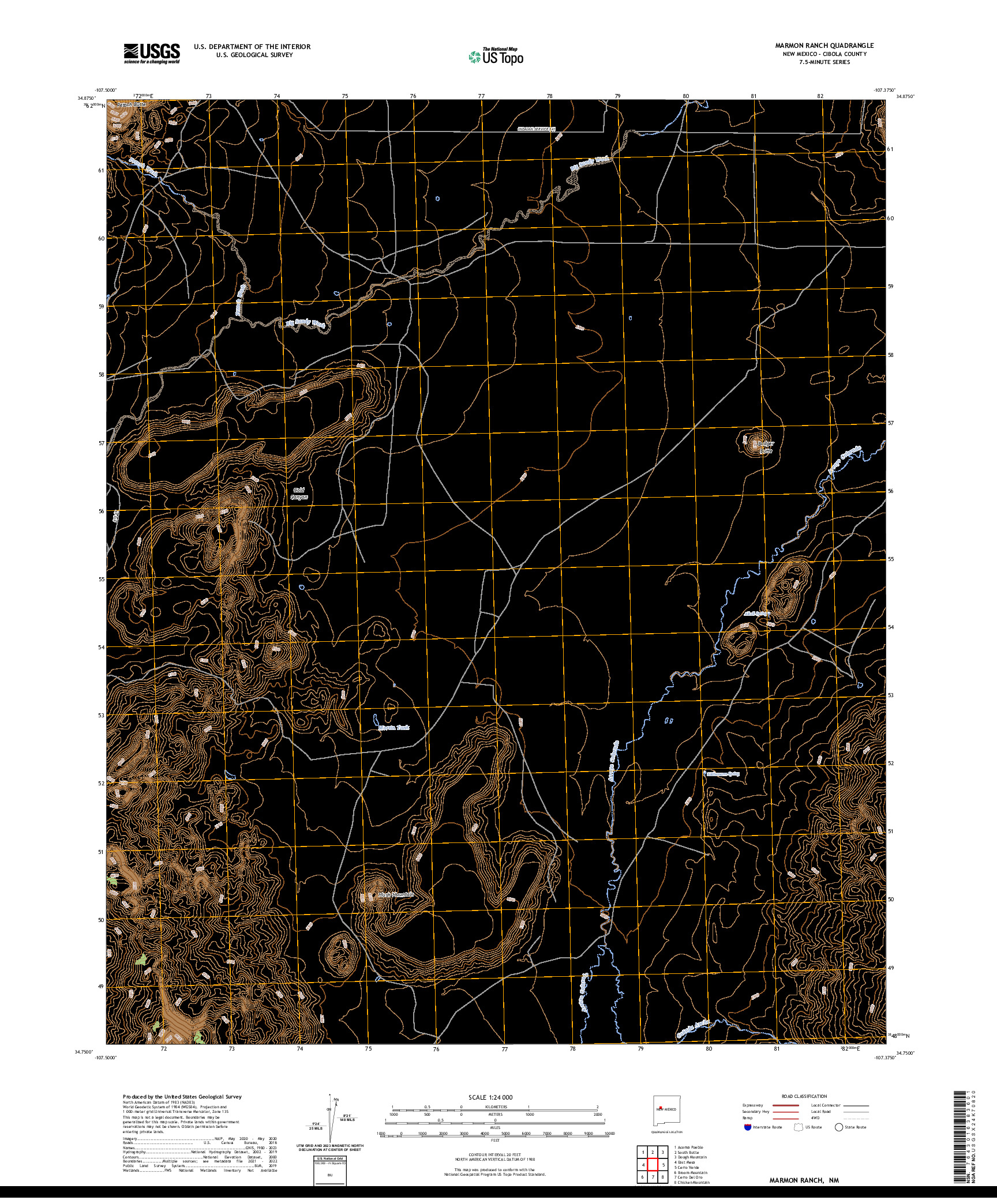 US TOPO 7.5-MINUTE MAP FOR MARMON RANCH, NM