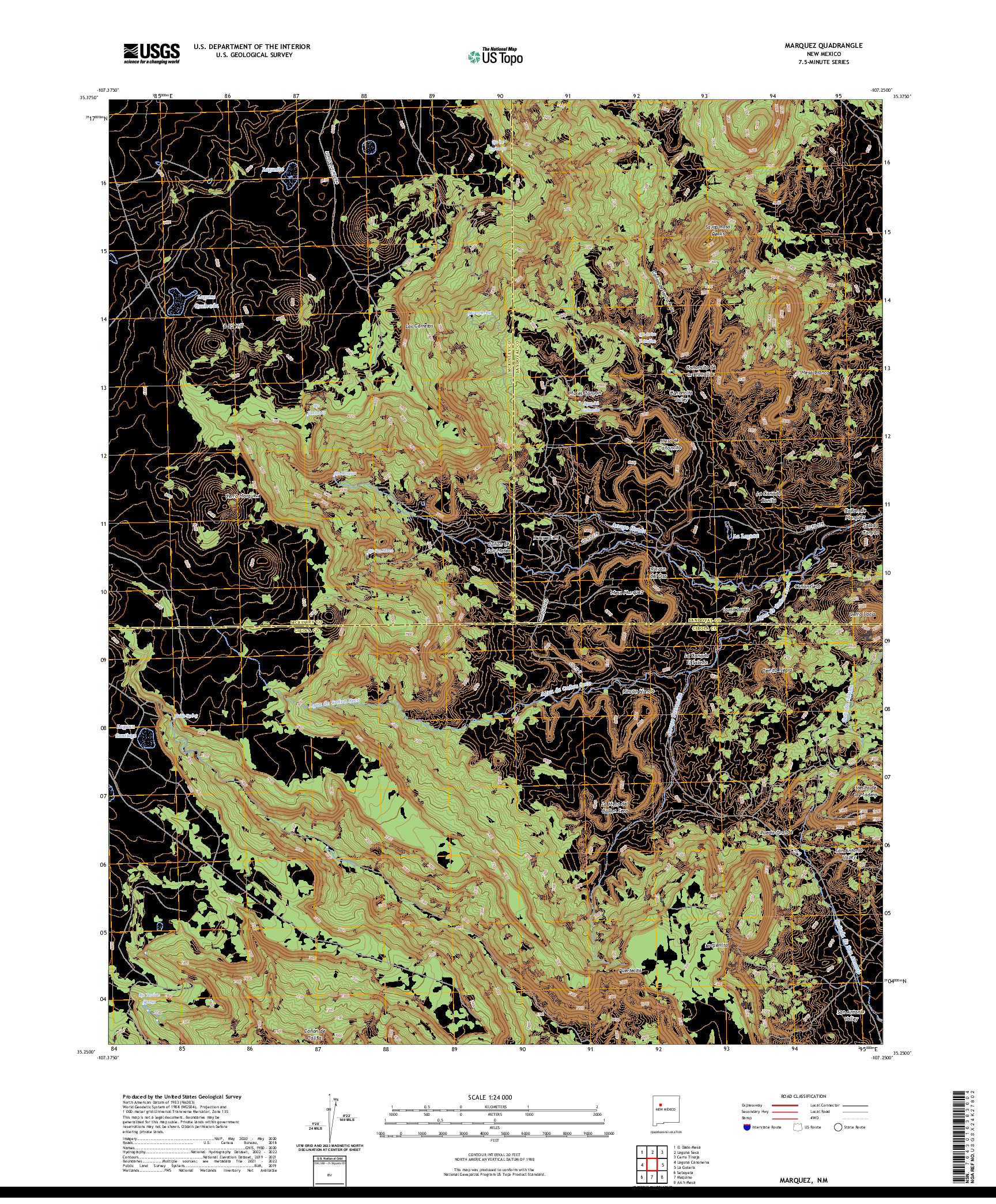 US TOPO 7.5-MINUTE MAP FOR MARQUEZ, NM