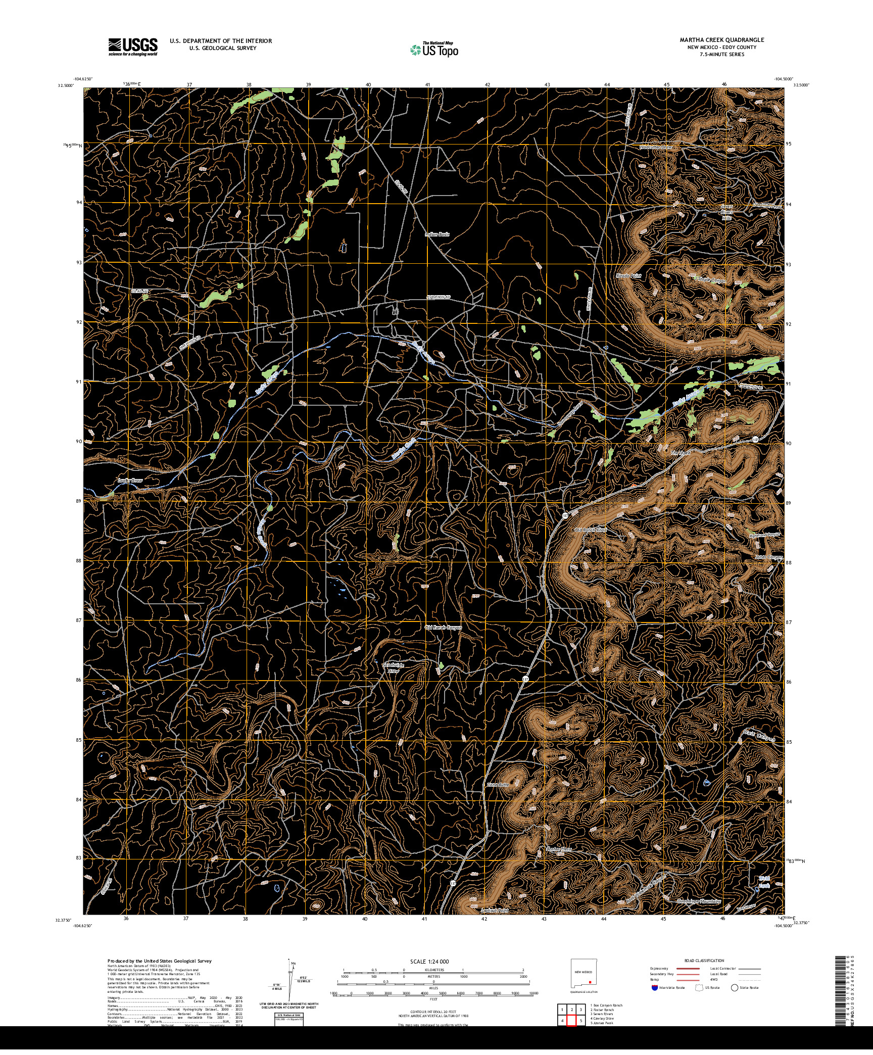 US TOPO 7.5-MINUTE MAP FOR MARTHA CREEK, NM